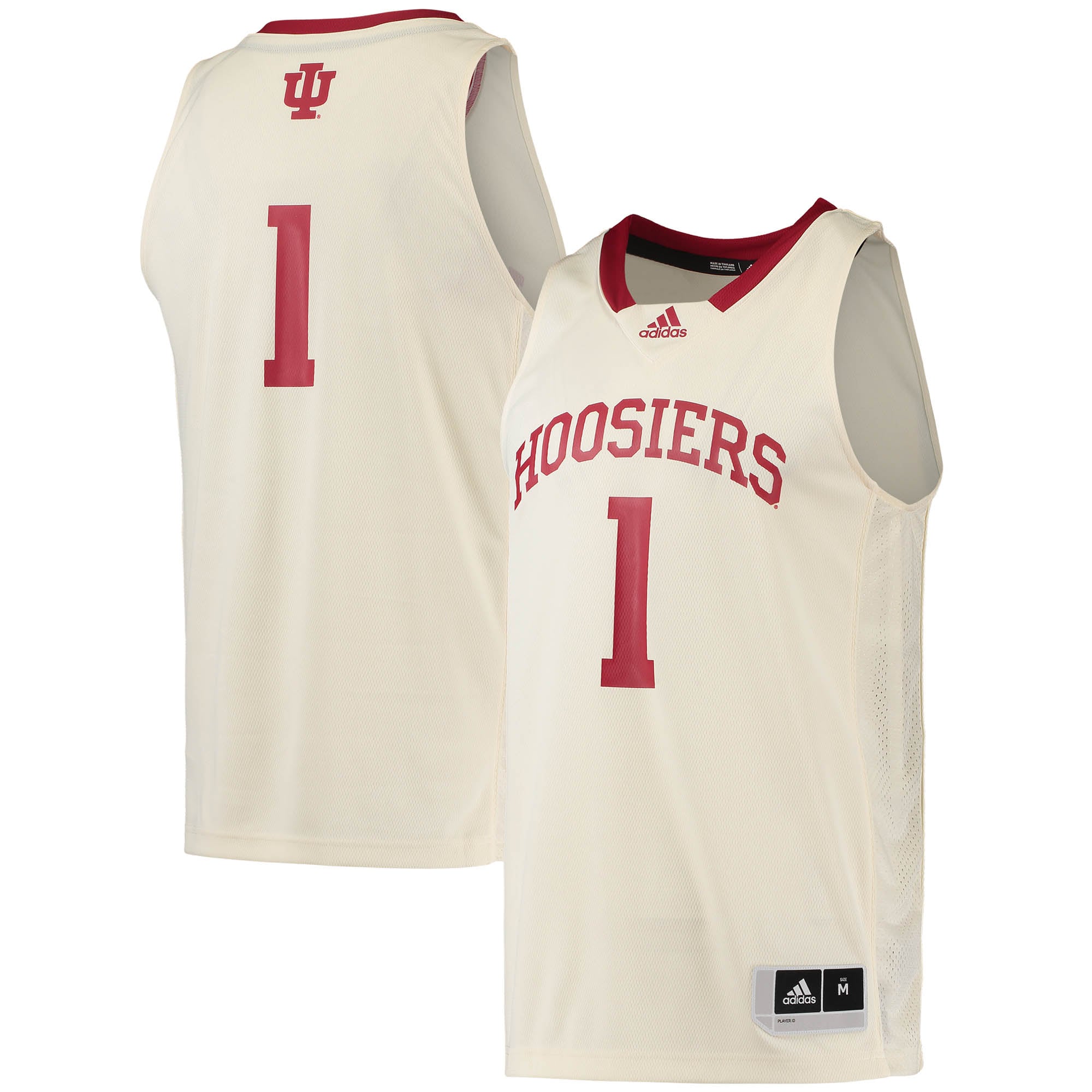 #1 Indiana Hoosiers Basketball Jersey Cream - front and back view