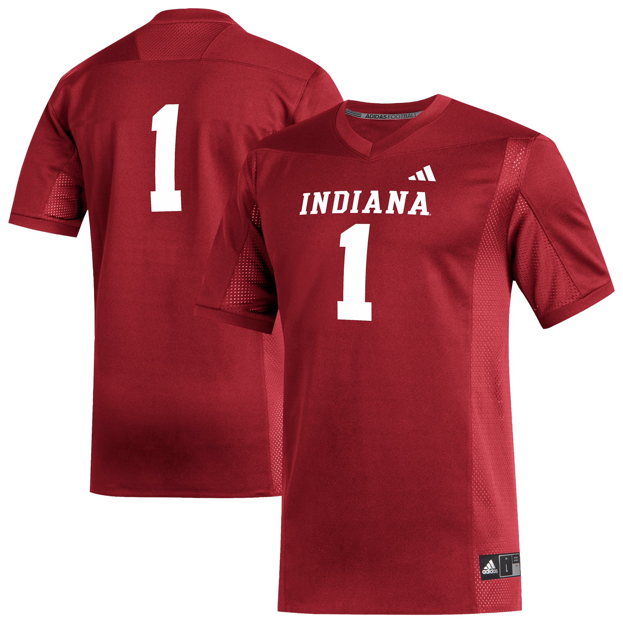 #1 Indiana Hoosiers Football Jersey Crimson - front and back view
