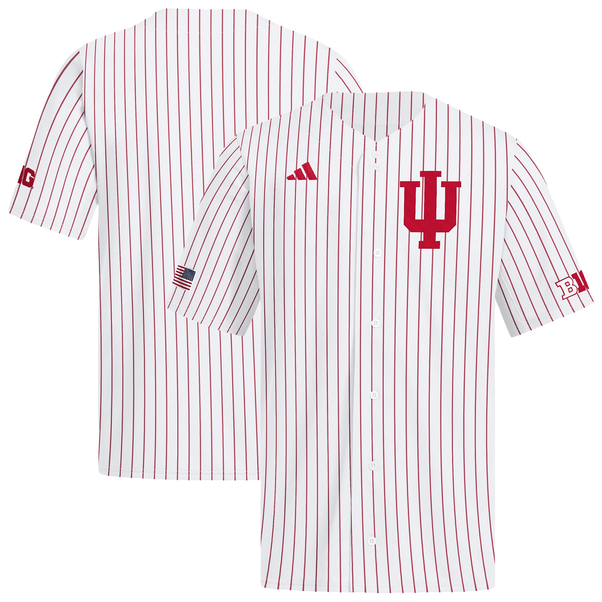 Indiana Hoosiers Home Baseball Jersey White - front and back view