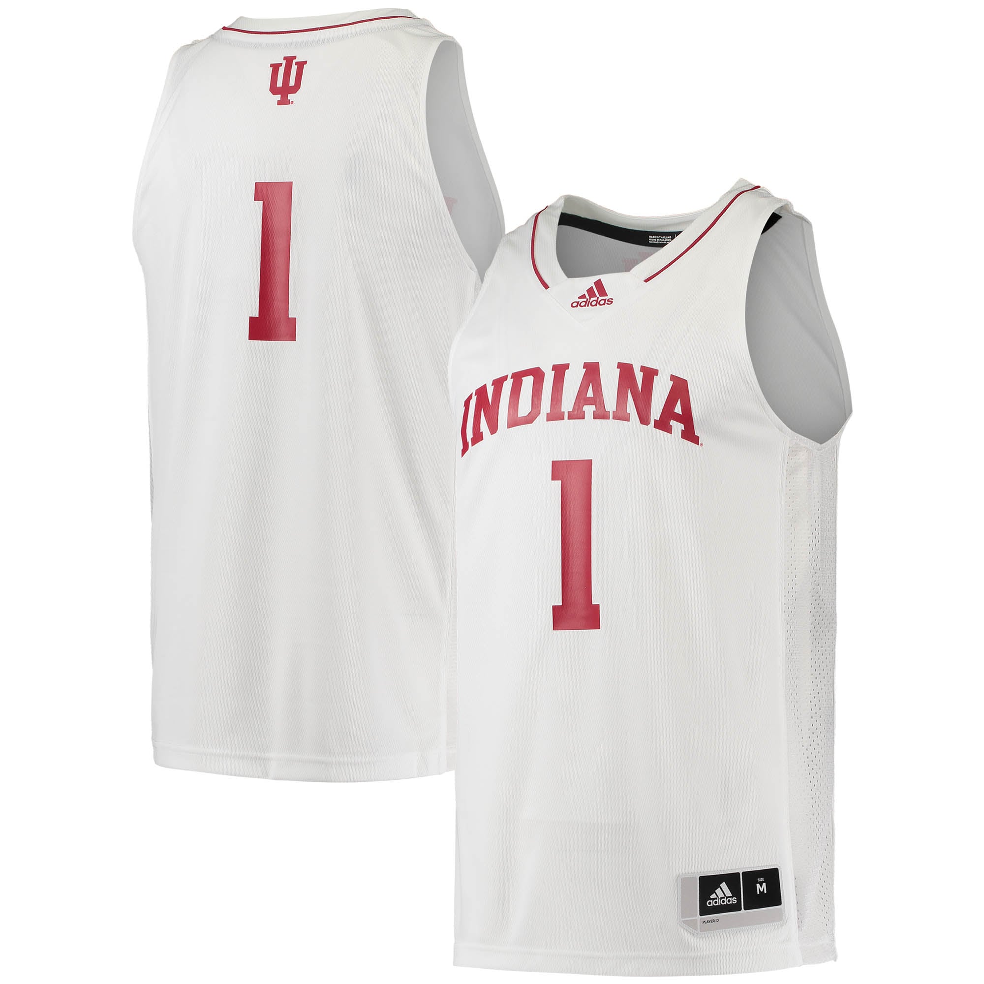 #1 Indiana Hoosiers Team Basketball Jersey White - front and back view