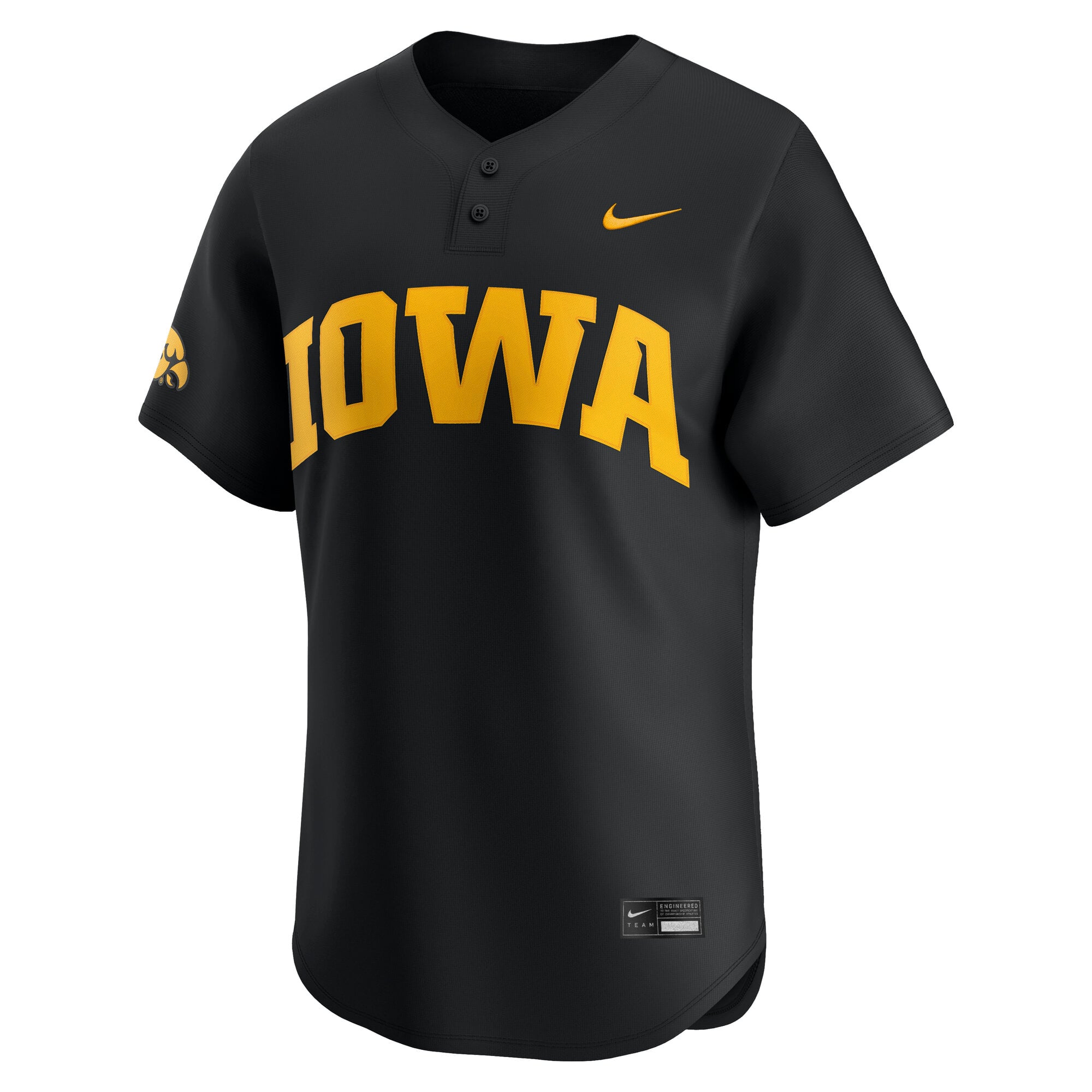 Iowa Hawkeyes Home Baseball Jersey Black - front view