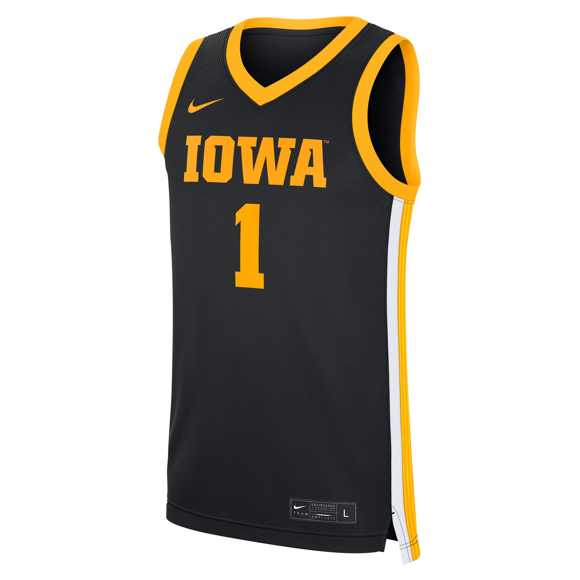#1 Iowa Hawkeyes Road Jersey Black - front view