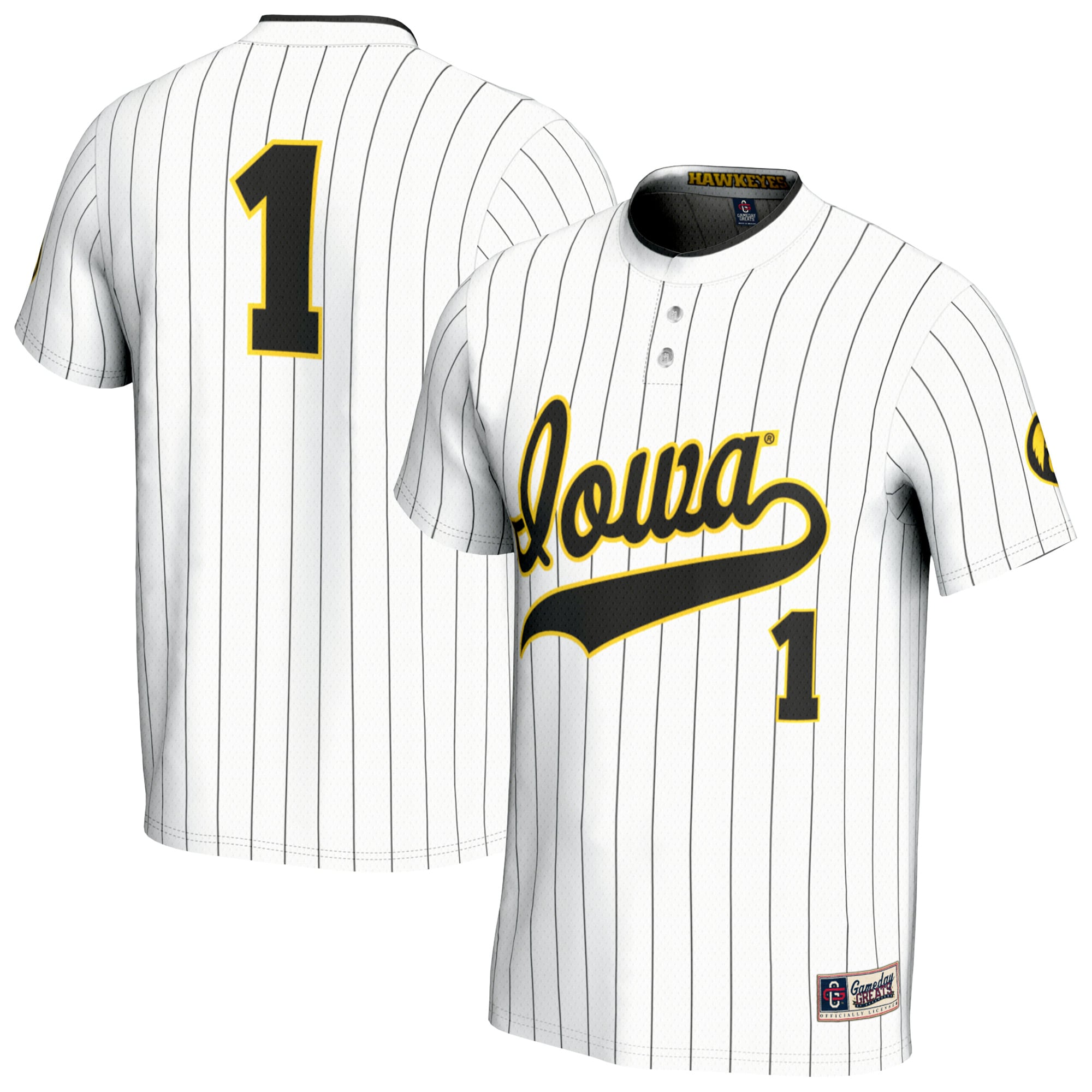 Iowa Hawkeyes Unisex Lightweight Softball Fashion Jersey White - front and back view