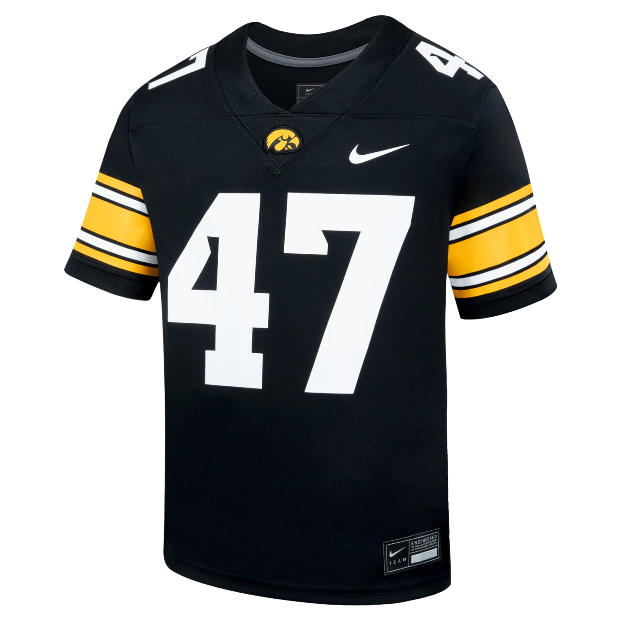Iowa Hawkeyes Youth Football Jersey Black - front view