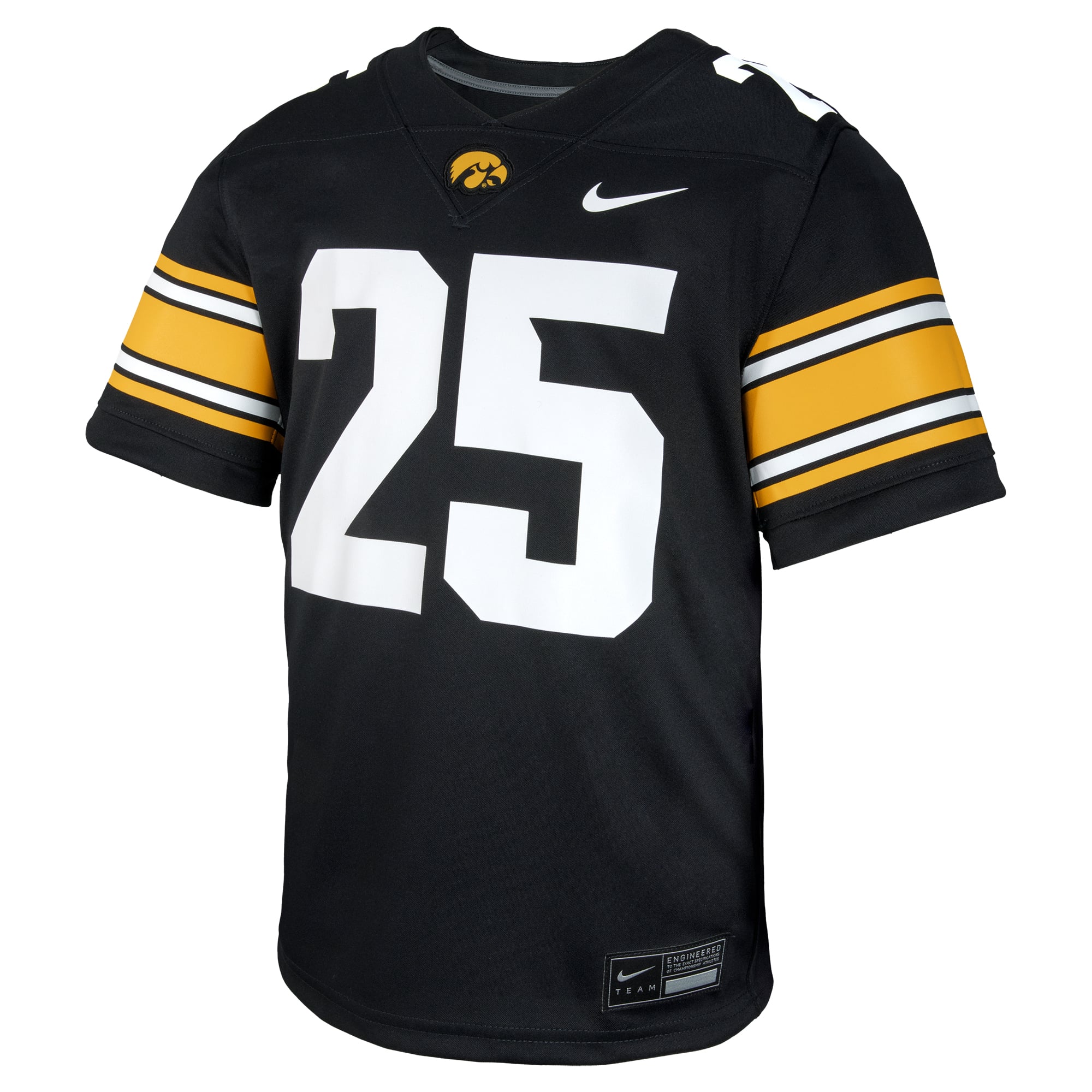 #25 Iowa Hawkeyes Youth Jersey Black - front view