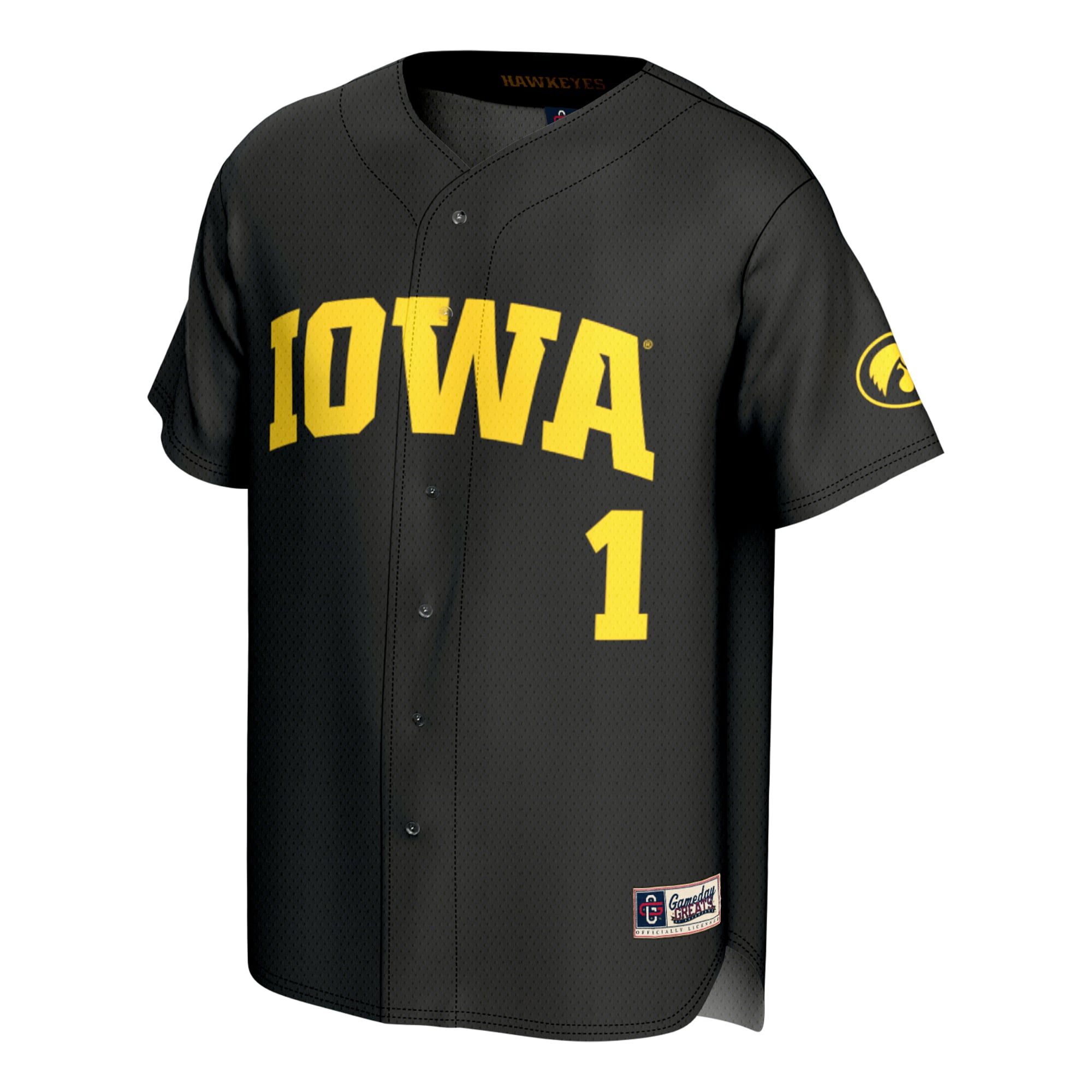 Iowa Hawkeyes Youth Lightweight Collegiate Baseball Fashion Jersey Black - front view