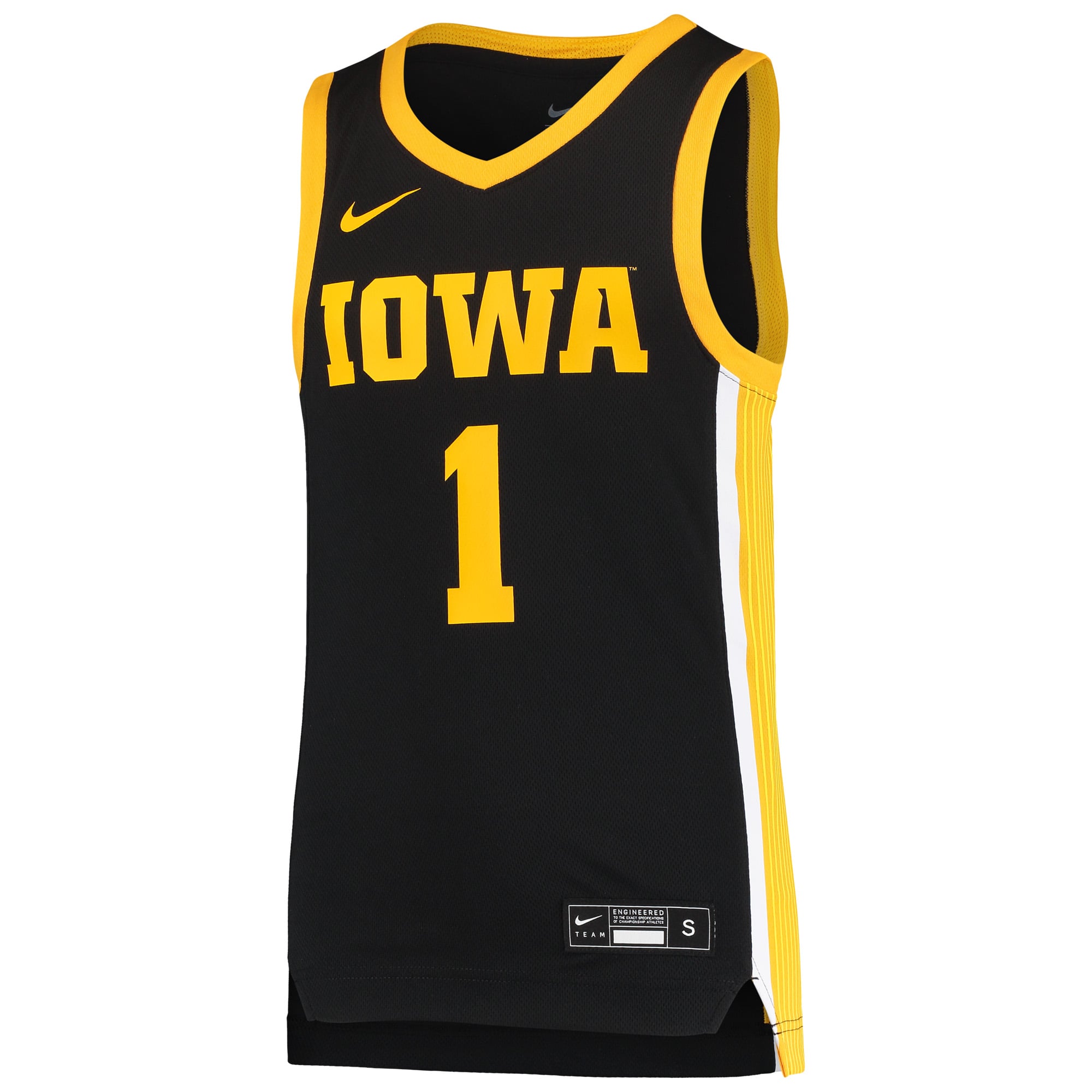 #1 Iowa Hawkeyes Youth Team Basketball Jersey Black - front view