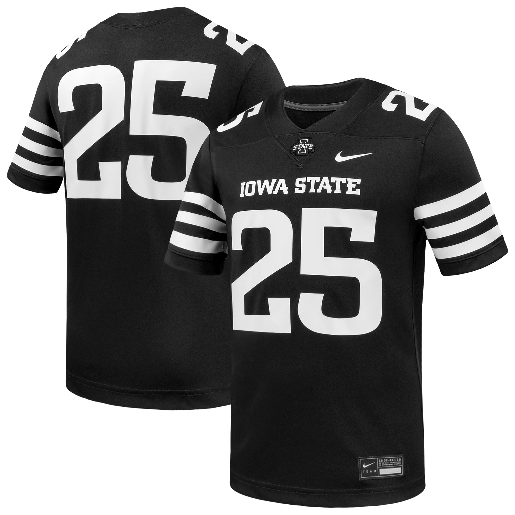 #1 Iowa State Cyclones Alternate Football Jersey Black - front and back view