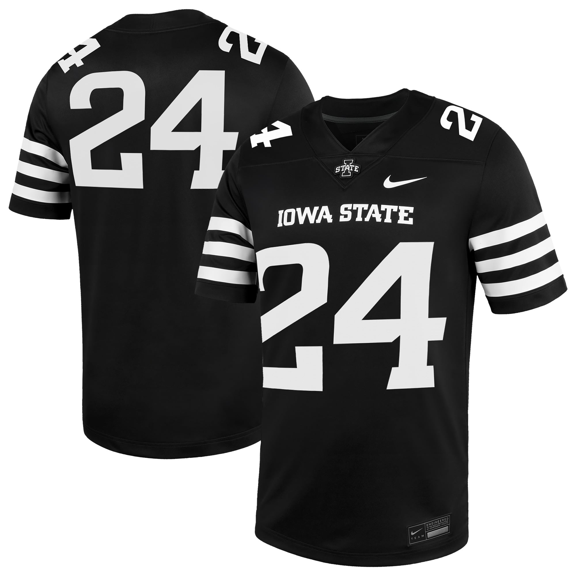 #24 Iowa State Cyclones Alternate Jersey Black - front and back view