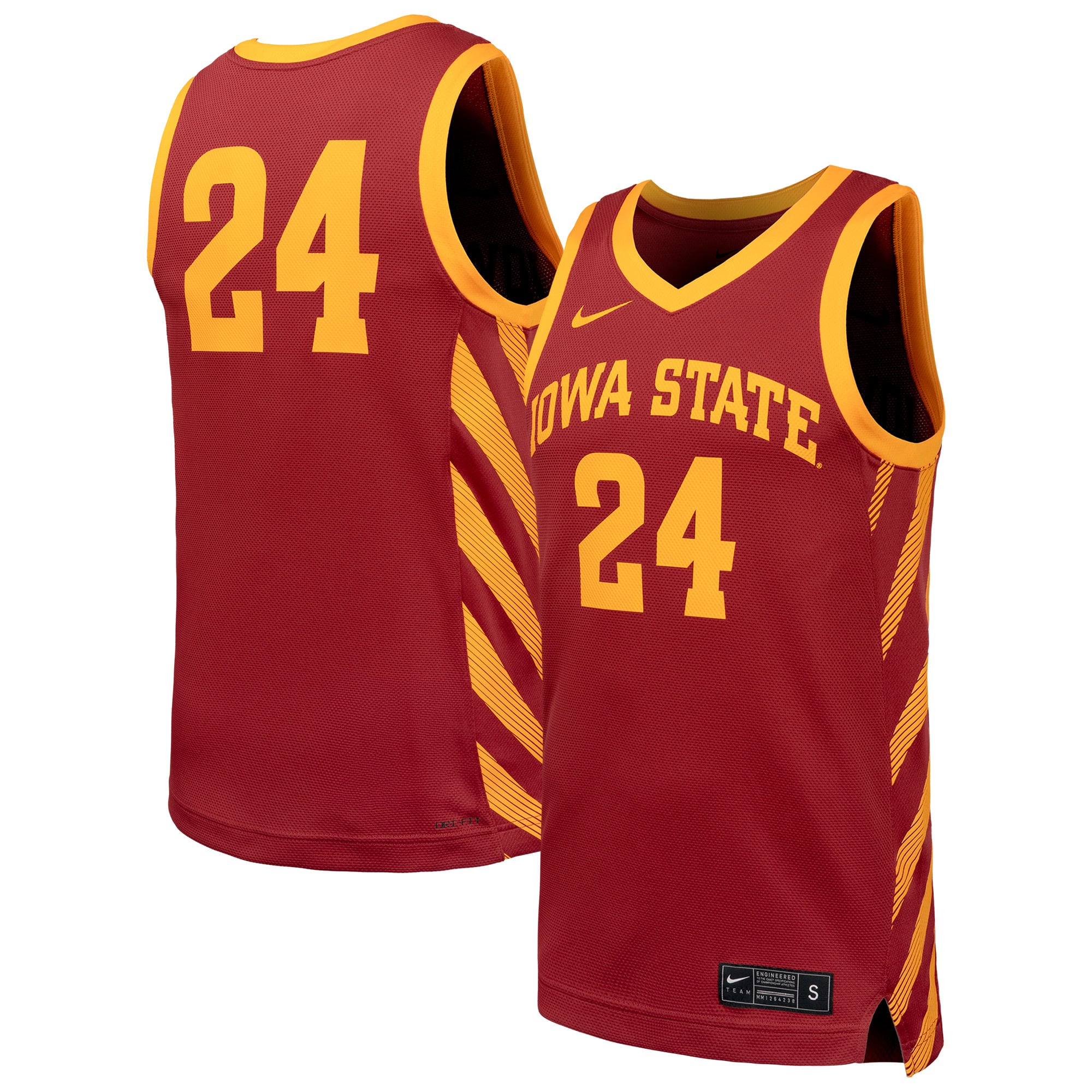Iowa State Cyclones Basketball Jersey Cardinal - front and back view