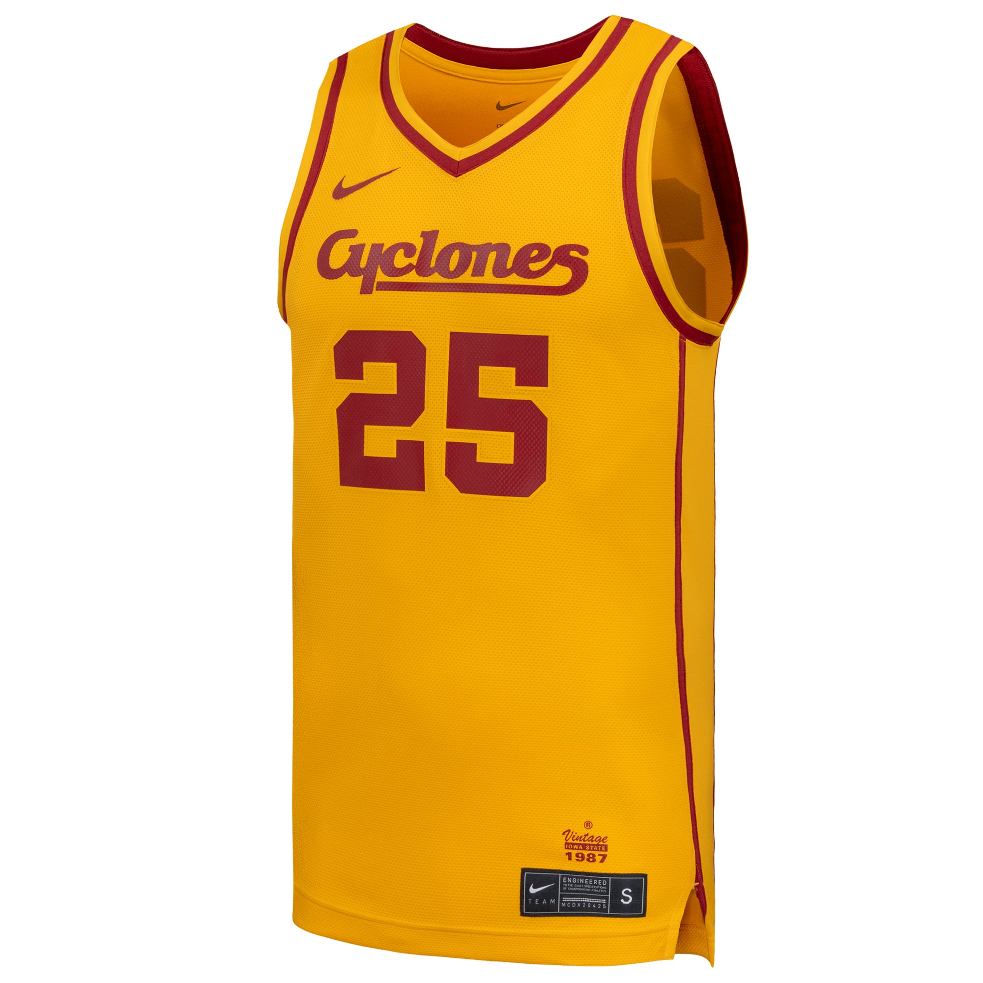#25 Iowa State Cyclones Basketball Jersey Gold - front view
