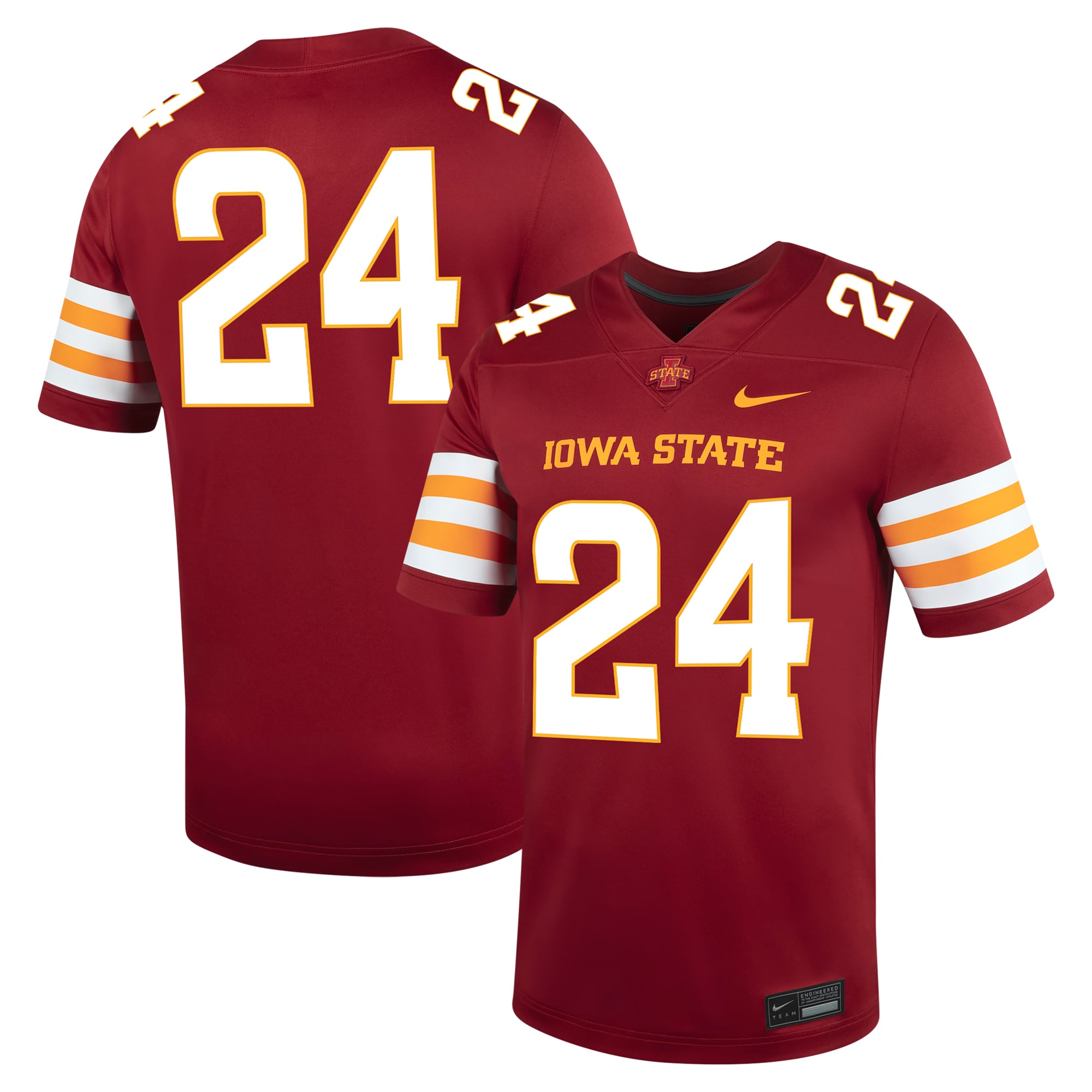#24 Iowa State Cyclones Football Jersey Cardinal - front and back view