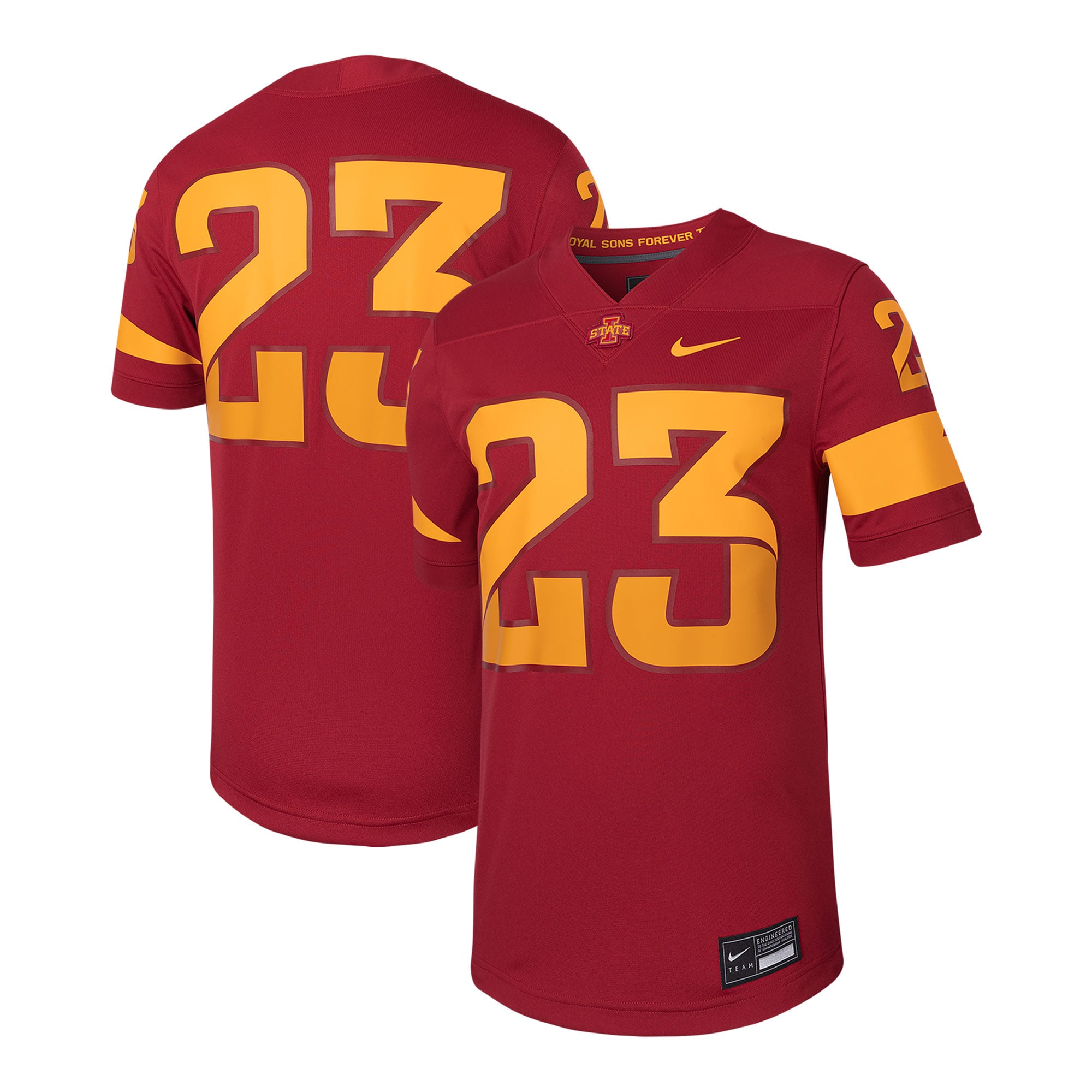 #23 Iowa State Cyclones Football Jersey Cardinal - front and back view