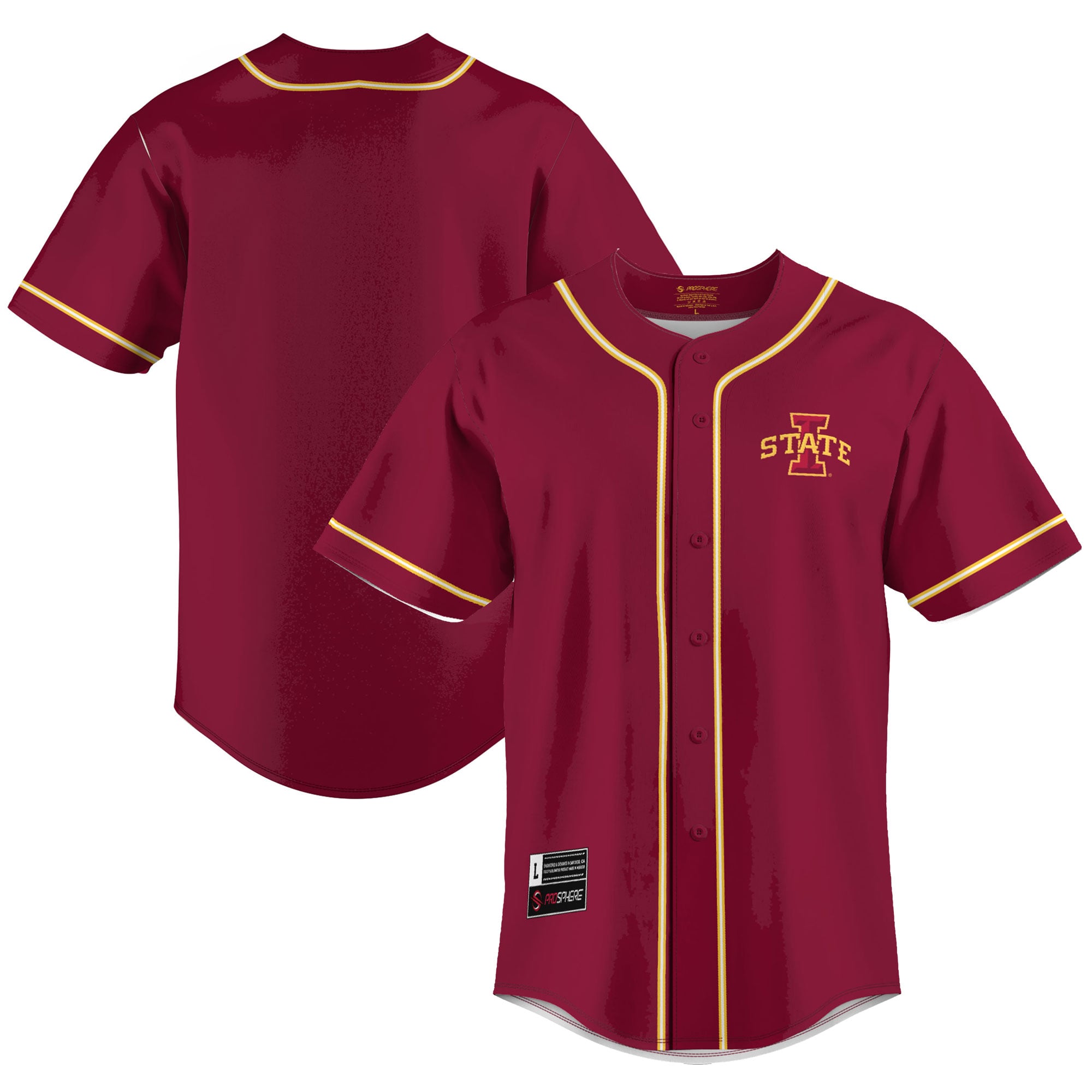 Iowa State Cyclones Lightweight Baseball Jersey Cardinal - front and back view