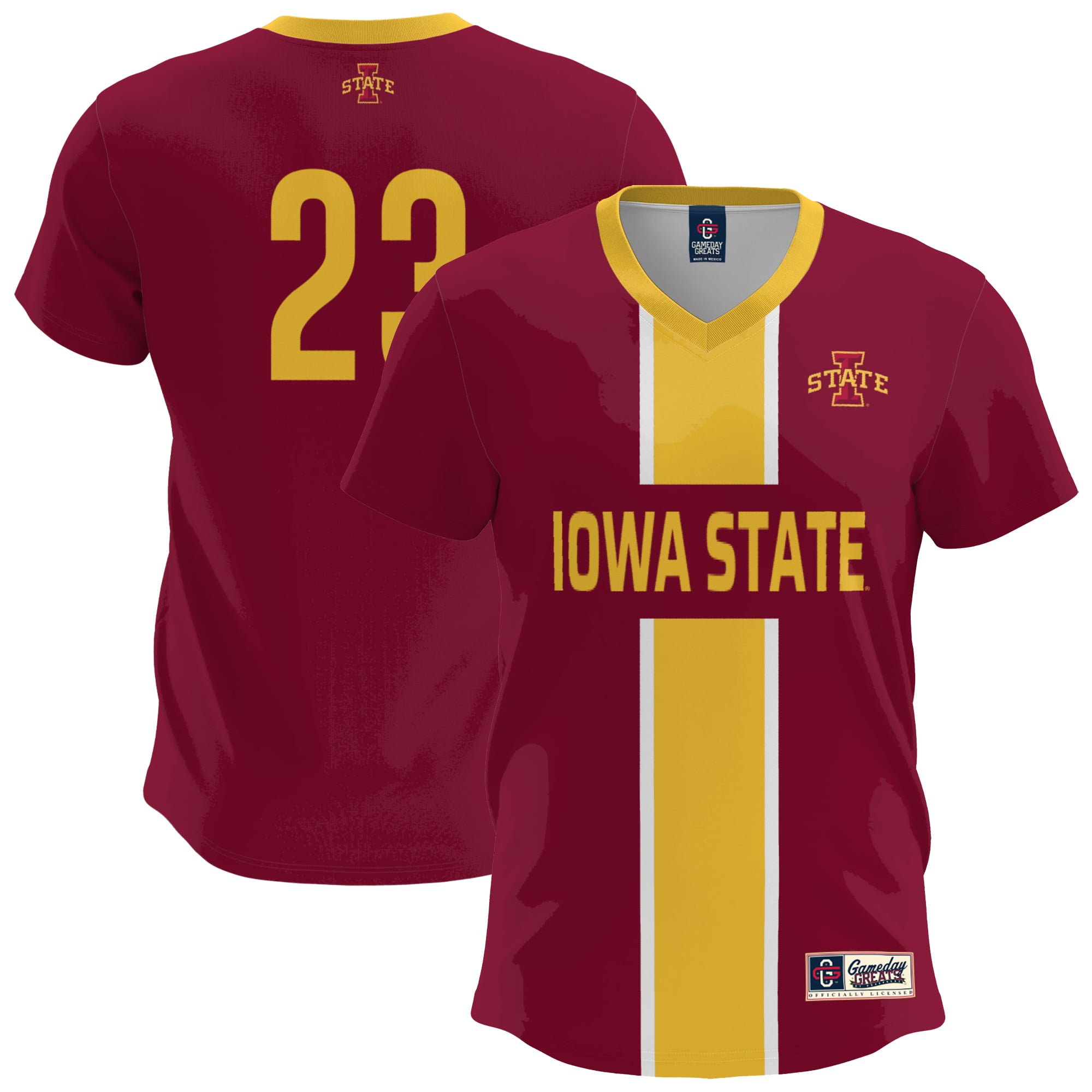 Iowa State Cyclones Lightweight Soccer Fashion Jersey Cardinal - front and back view
