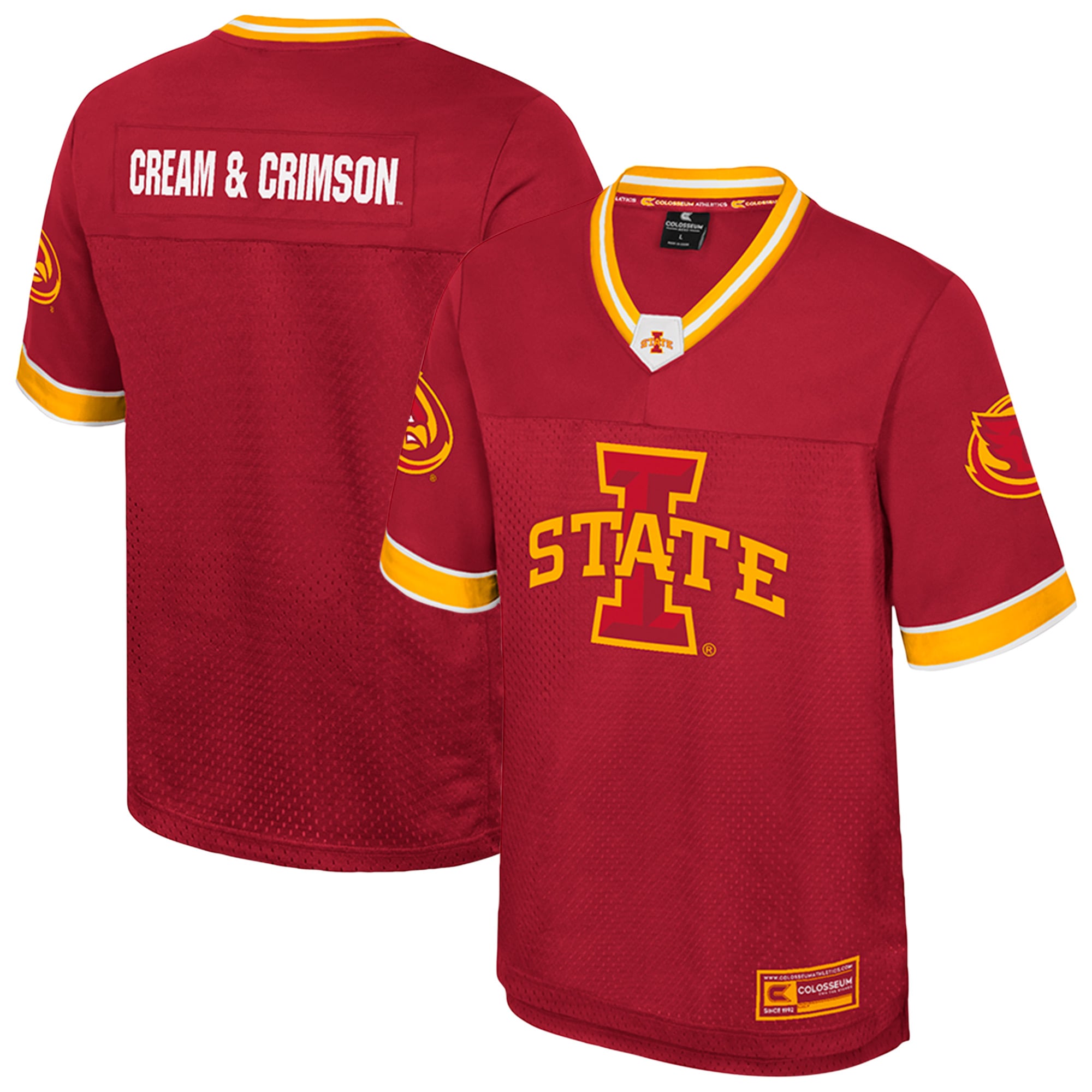 Iowa State Cyclones Nothing But The Hits Football Jersey Cardinal - front and back view