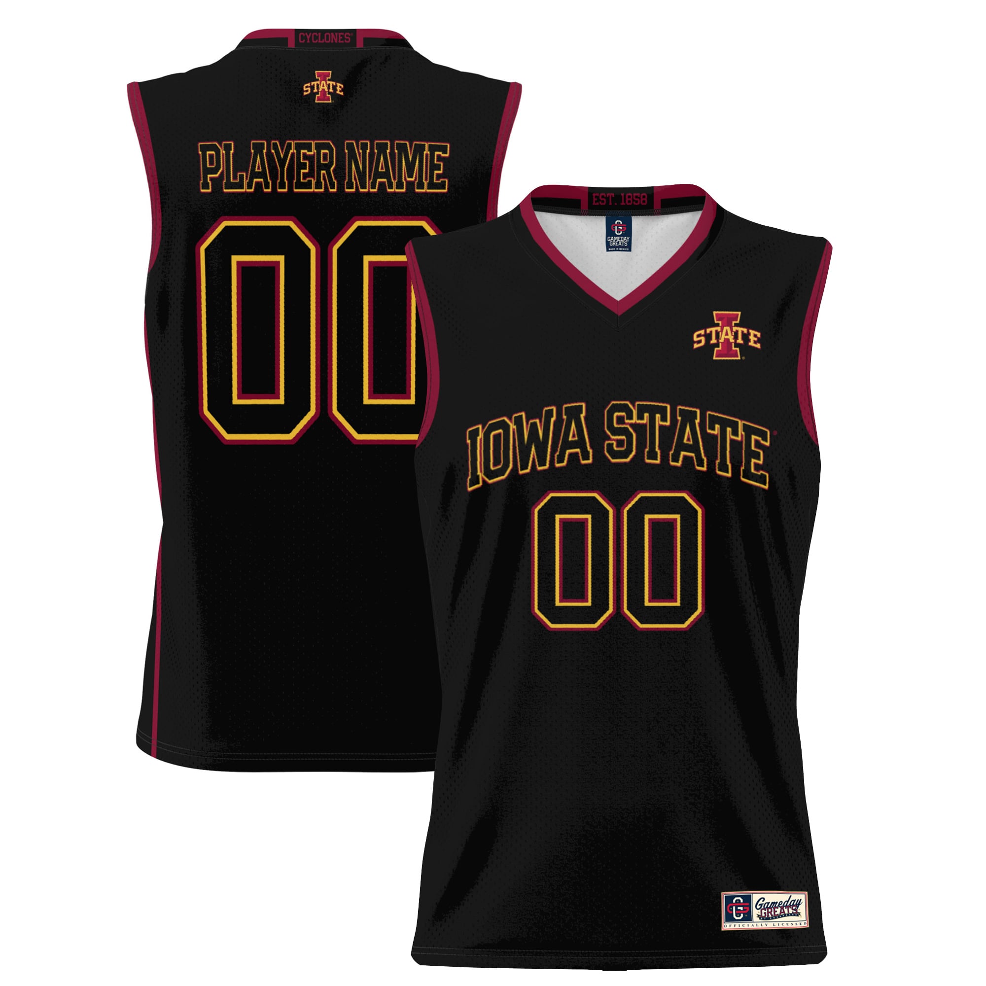 Iowa State Cyclones Youth Lightweight Women's Basketball Jersey Black - front and back view