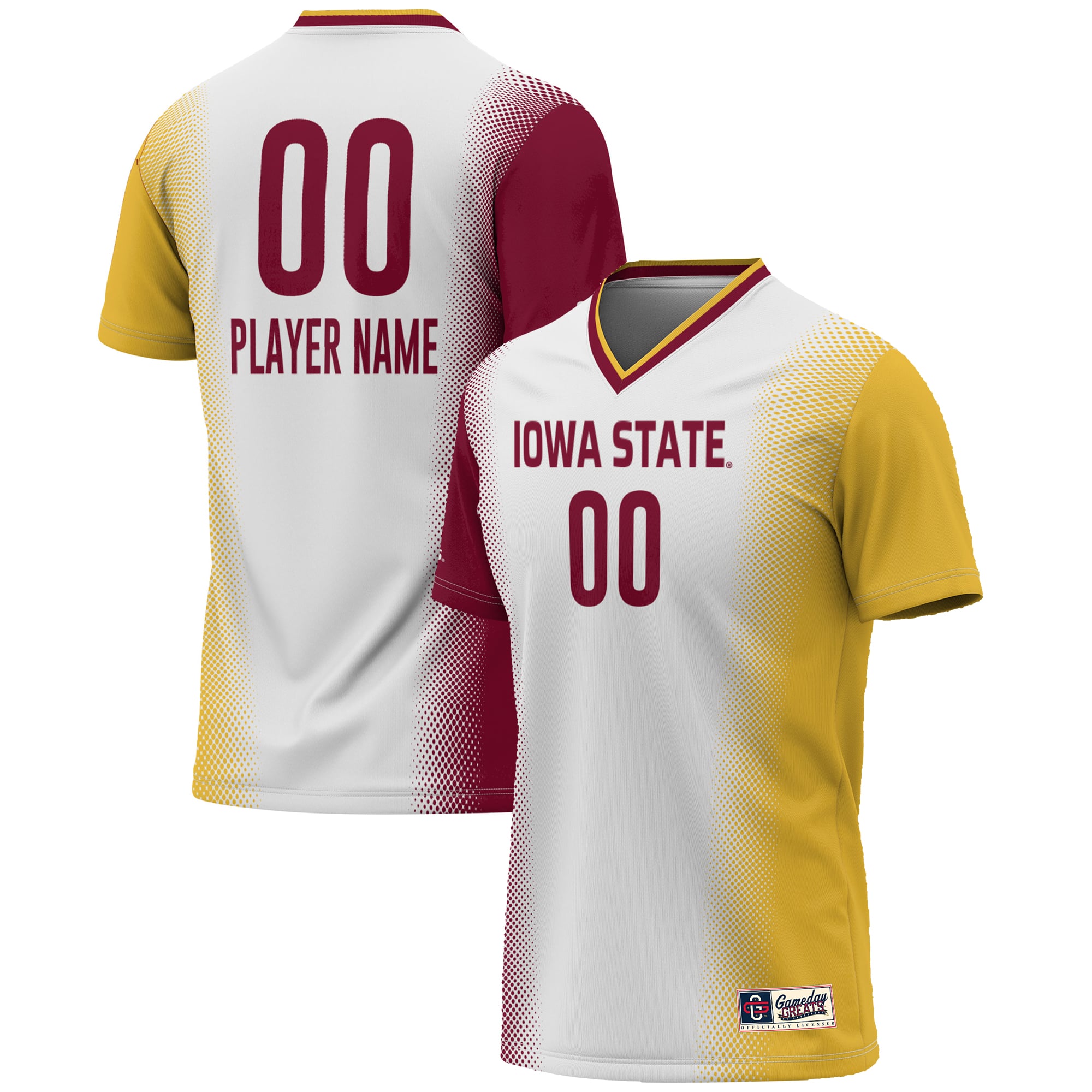 Iowa State Cyclones Youth Lightweight Women's Soccer Jersey White - front and back view
