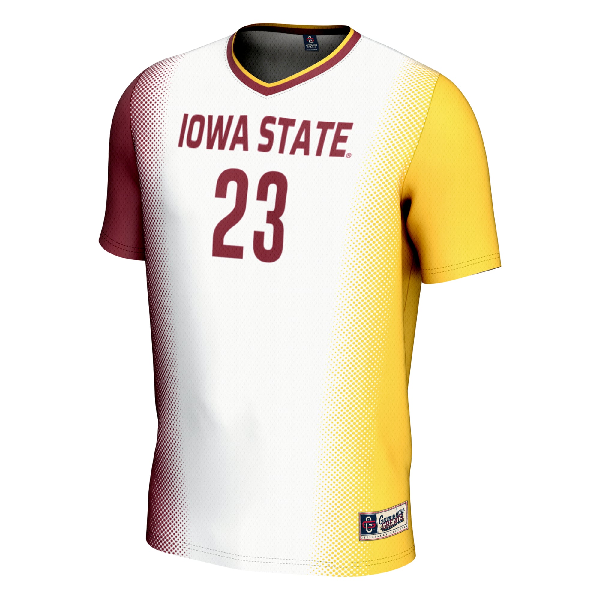 #23 Iowa State Cyclones Unisex Lightweight Women's Soccer Jersey White - front view
