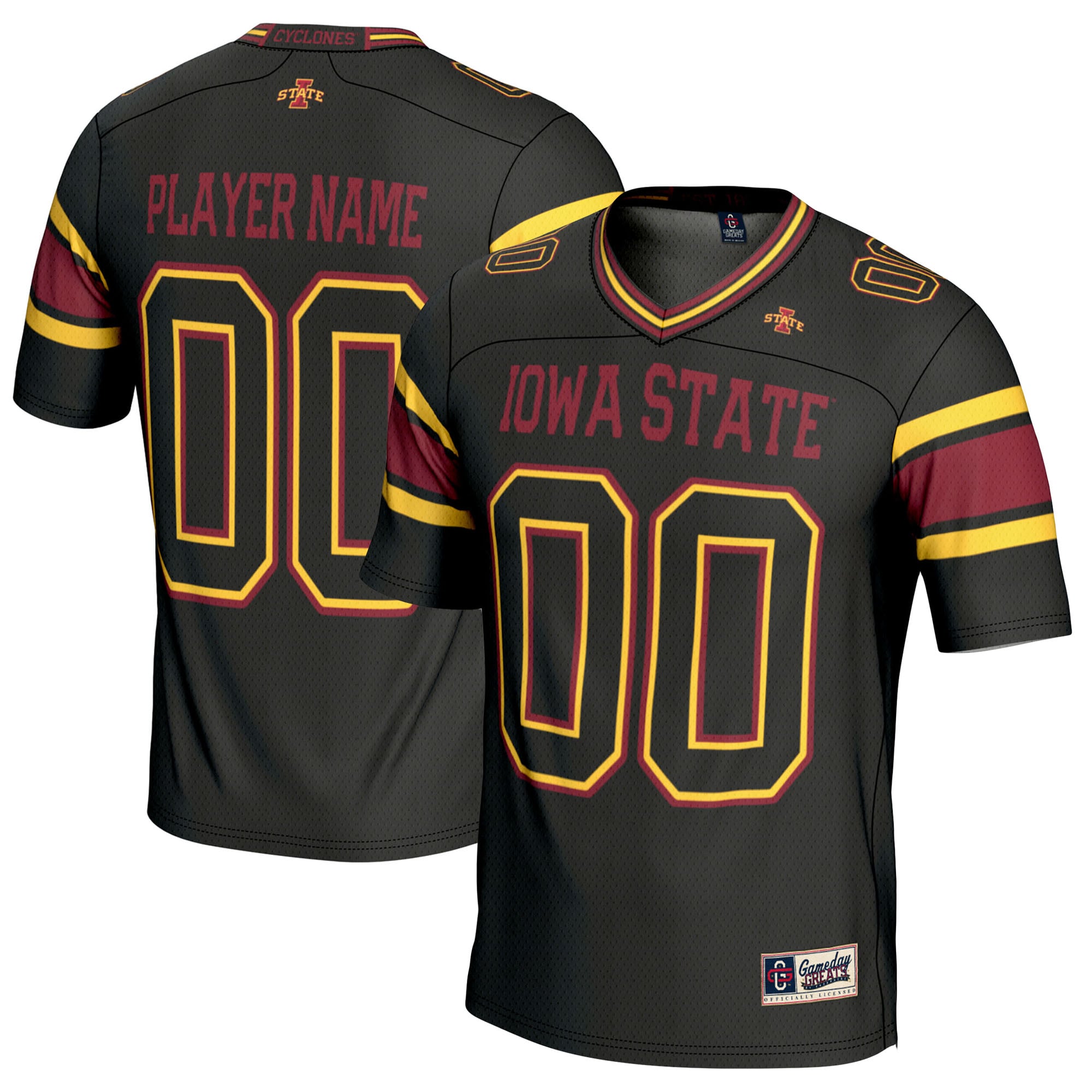 Iowa State Cyclones Youth Football Jersey Black - front and back view