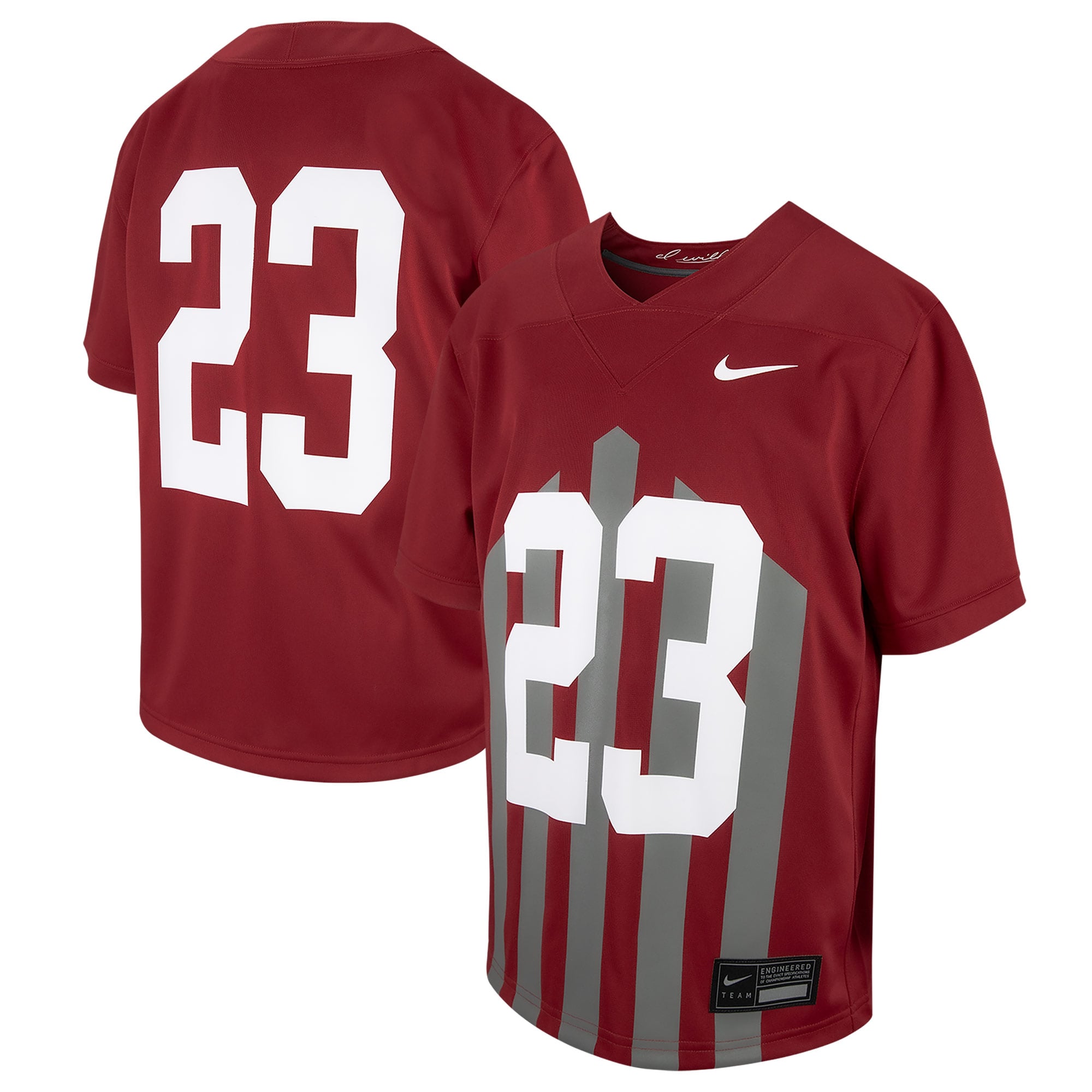 Iowa State Cyclones Youth Football Jersey Cardinal - front and back view