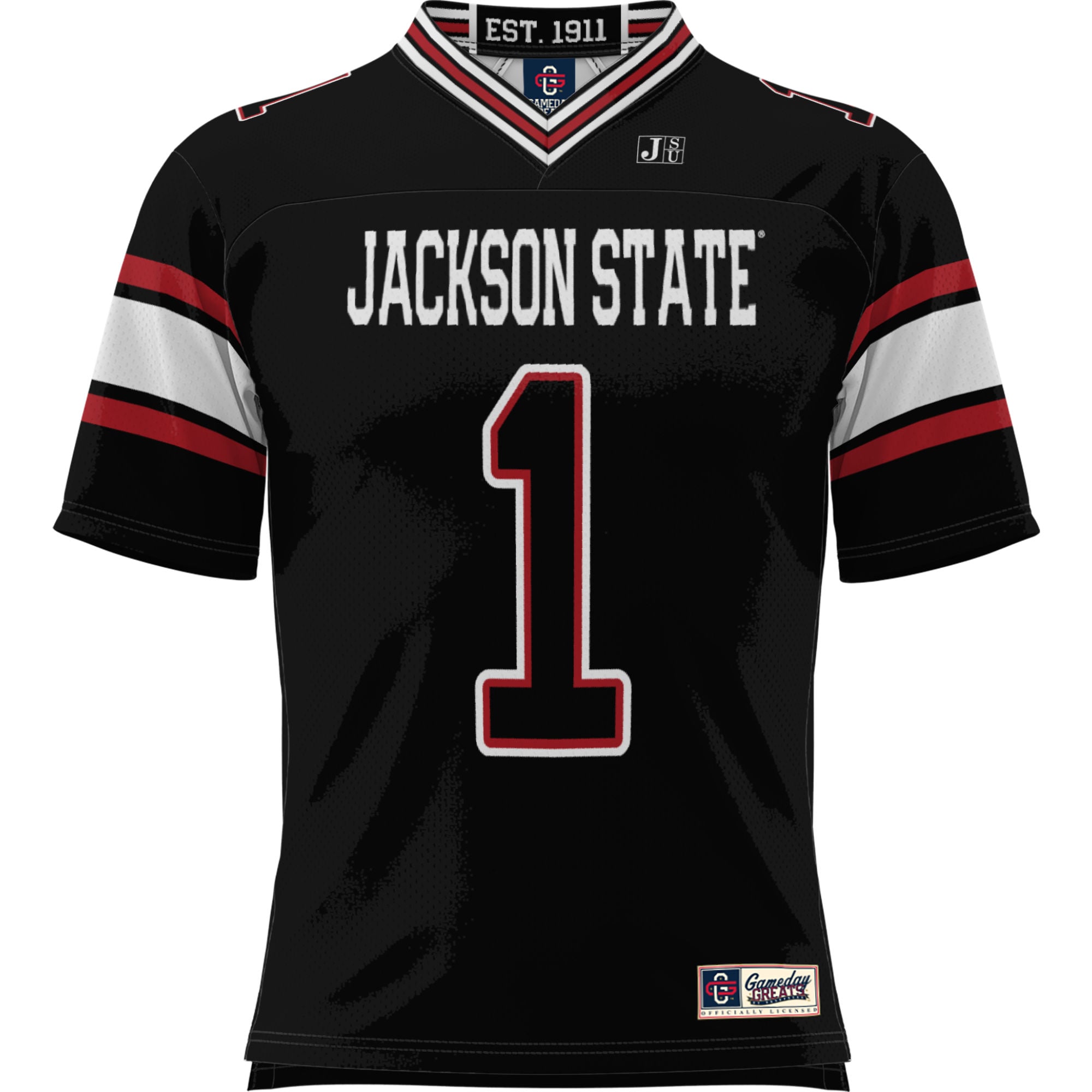 #1 Jackson State Tigers Youth Football Jersey Black - front view