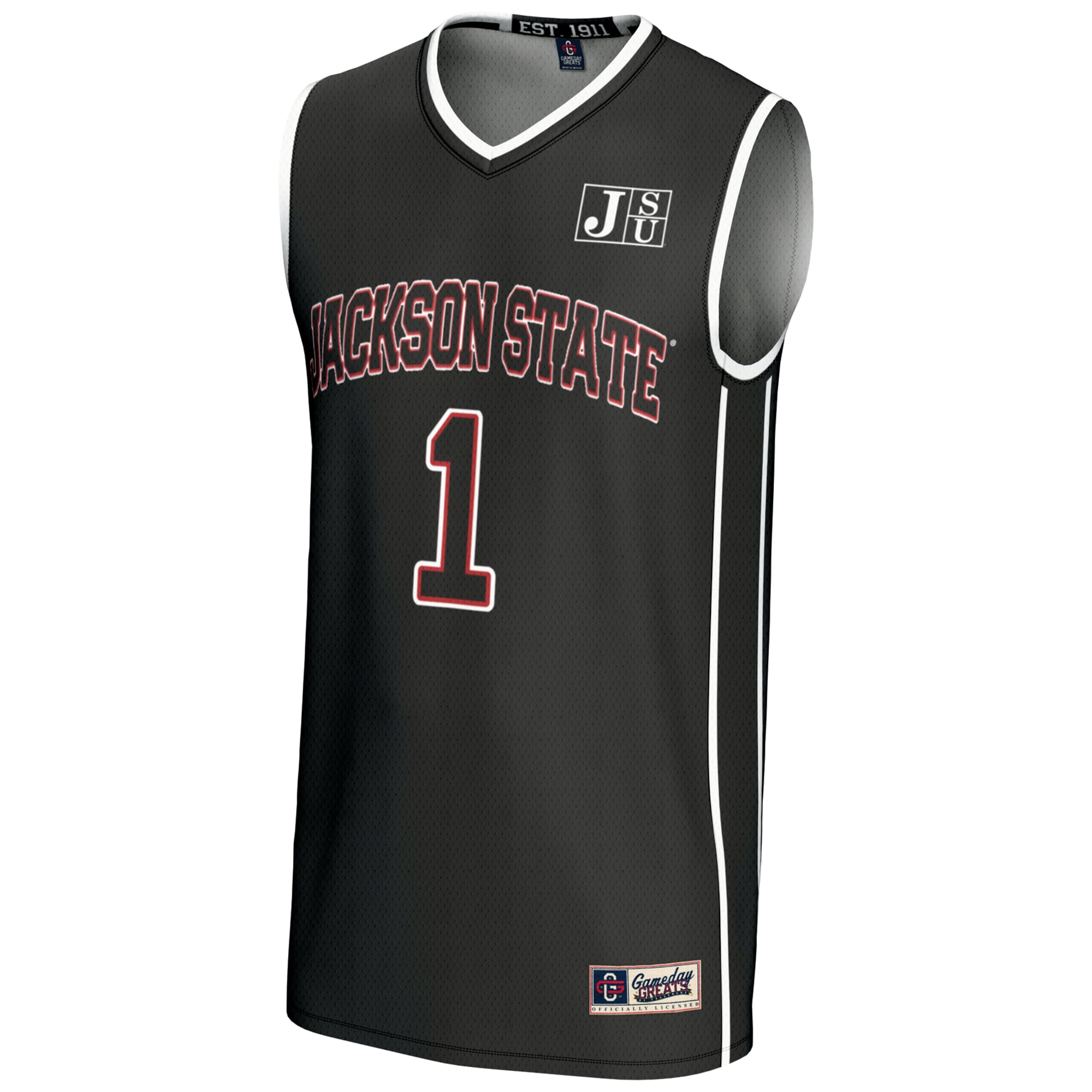 #1 Jackson State Tigers Lightweight Basketball Jersey Black - front view