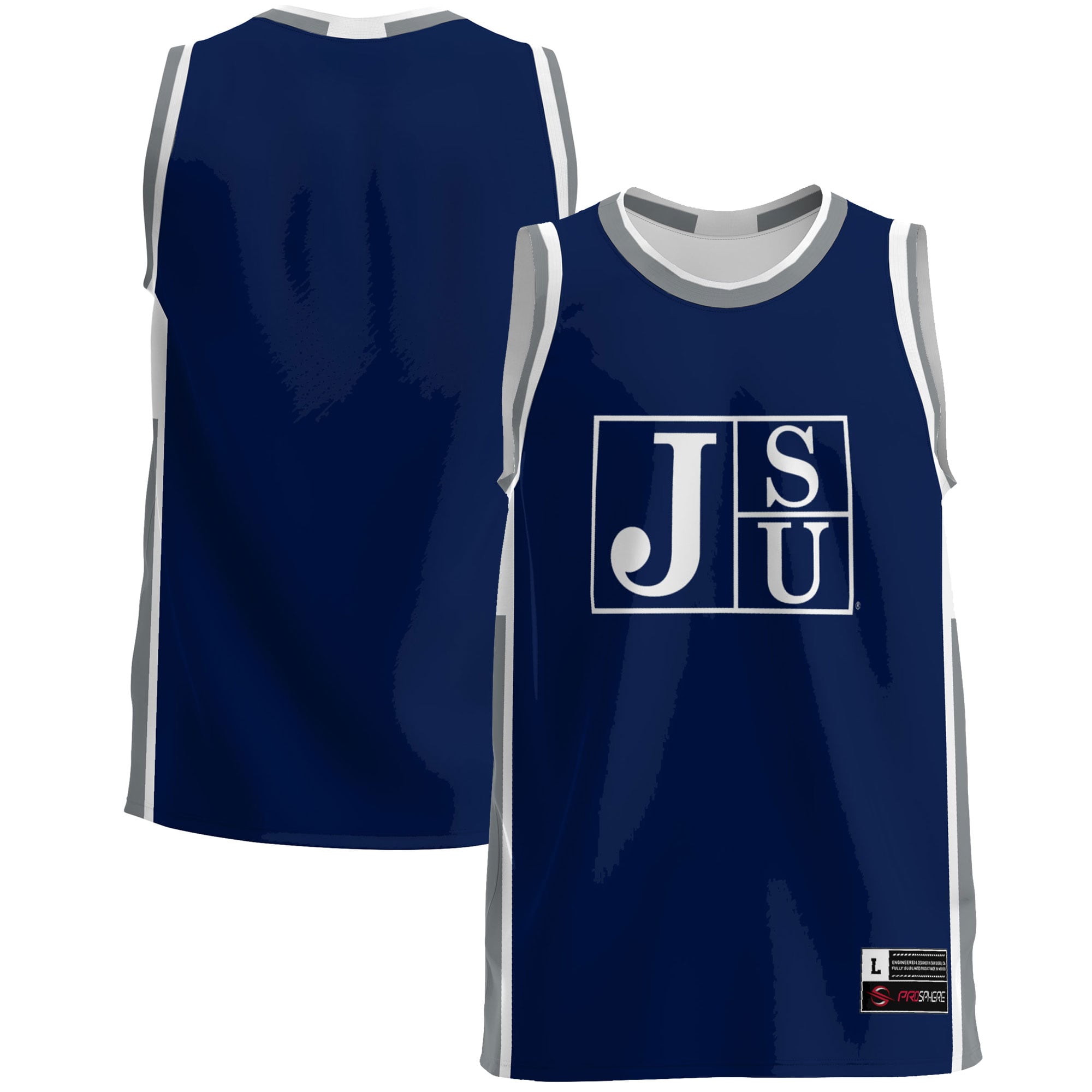 Jackson State Tigers Lightweight Basketball Jersey Navy - front and back view