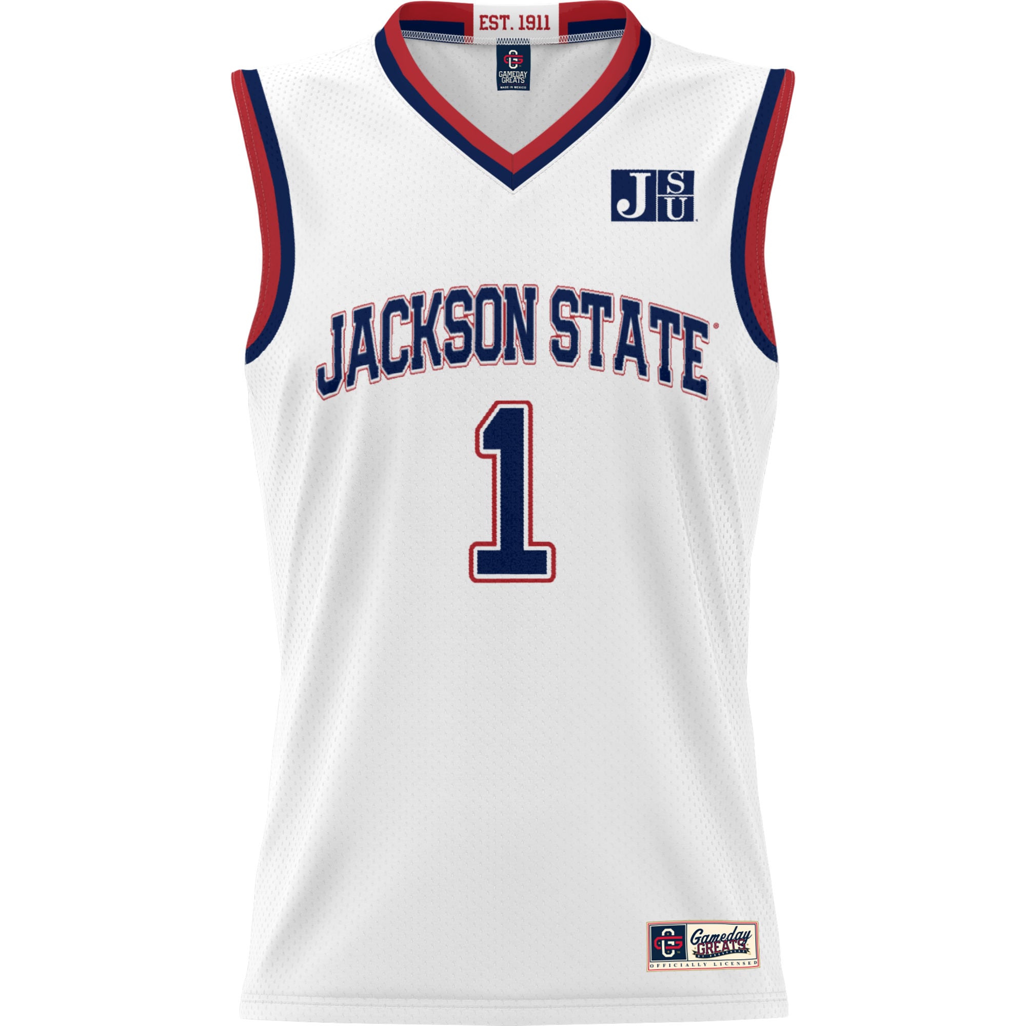 #1 Jackson State Tigers Lightweight Basketball Jersey White - front view
