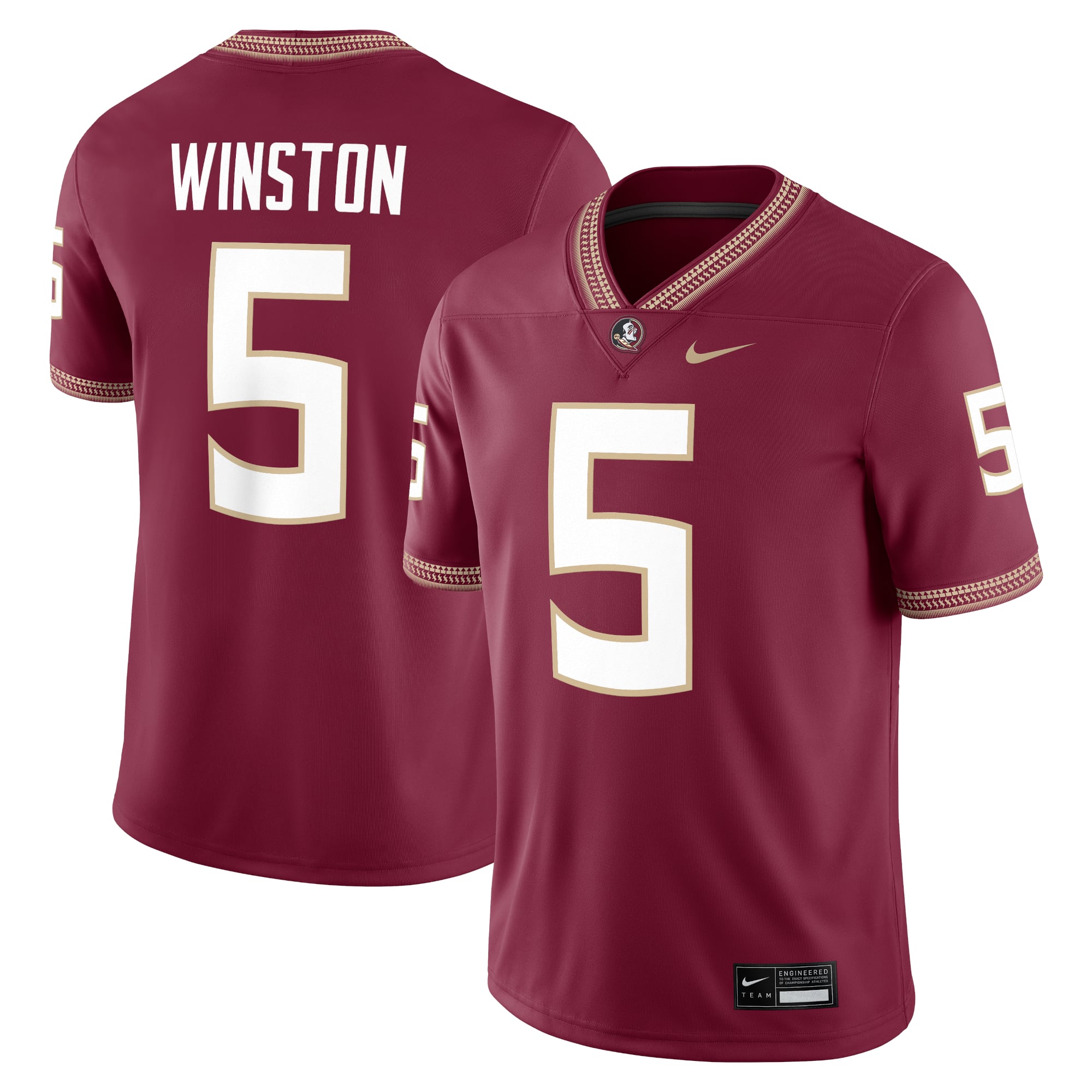 Jameis Winston Florida State Seminoles Alumni Jersey Garnet - front and back view