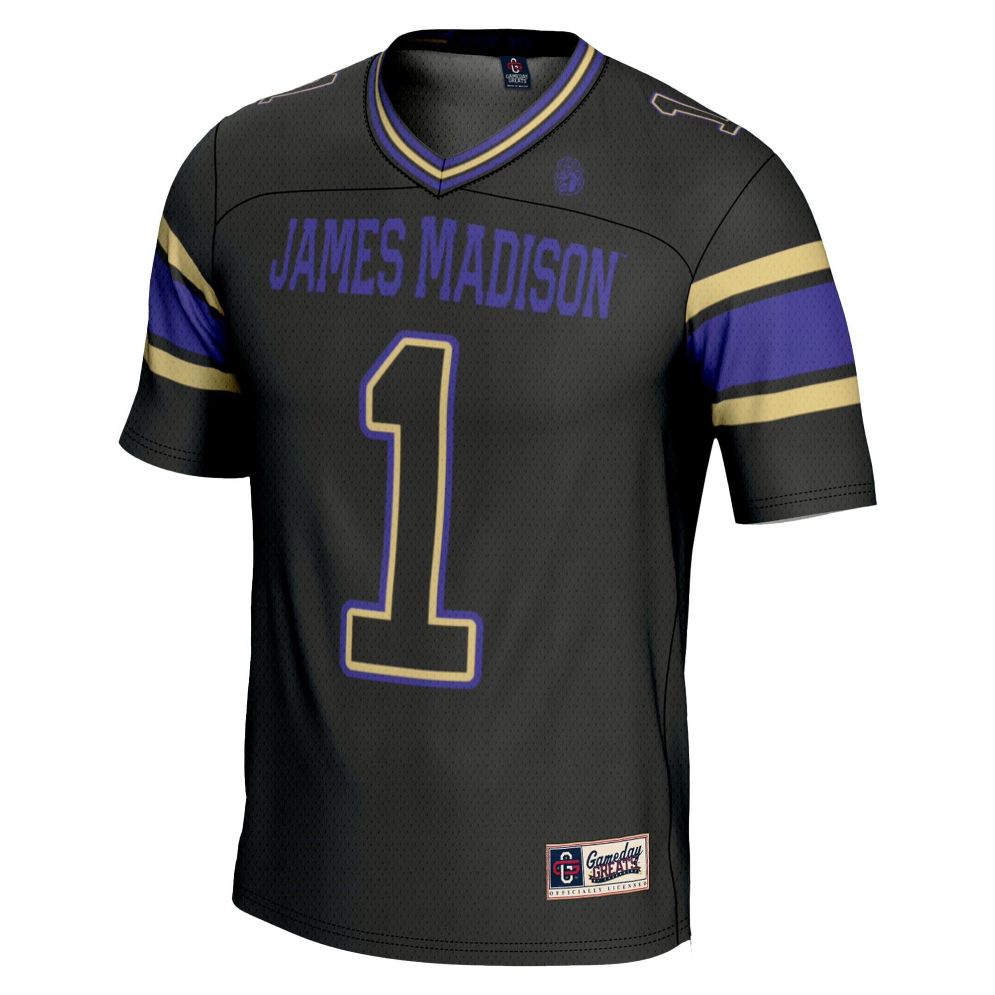 #1 James Madison Dukes Endzone Football Jersey Black - back view