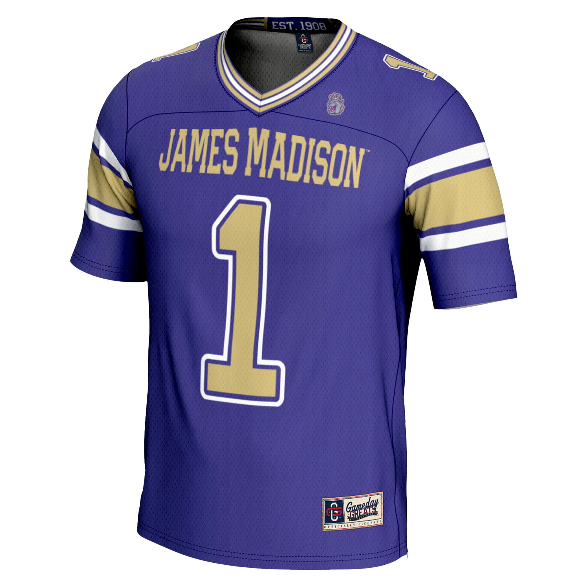#1 James Madison Dukes Endzone Football Jersey Purple - back view