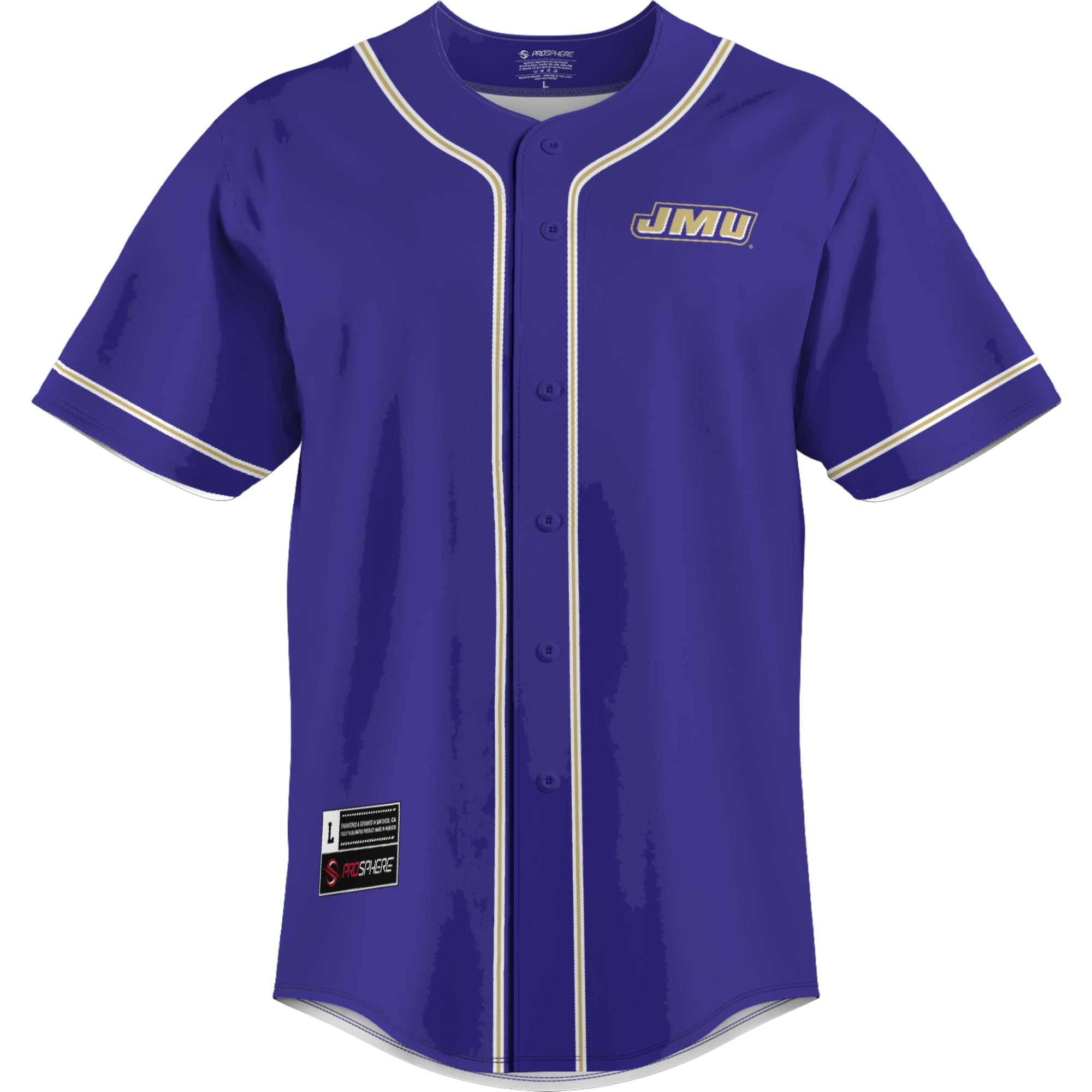 James Madison Dukes Lightweight Baseball Jersey Purple - front view
