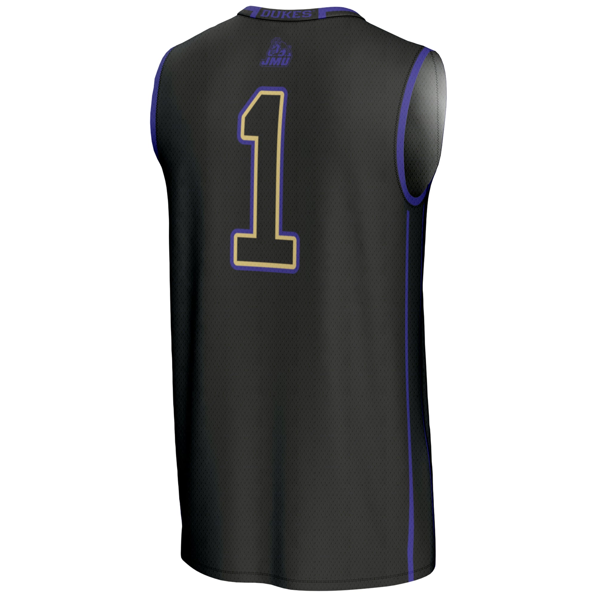 #1 James Madison Dukes Lightweight Basketball Jersey Black - back view