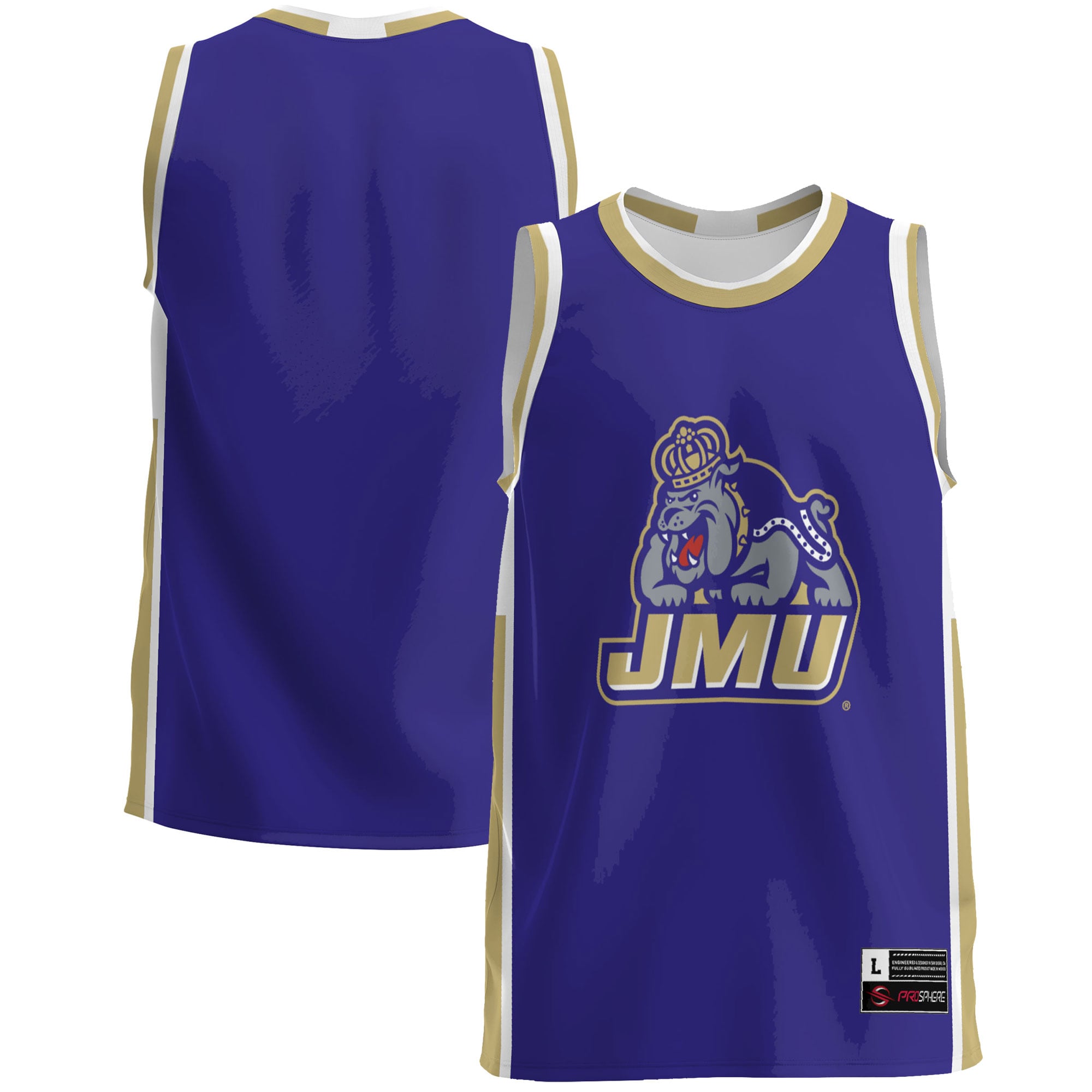 James Madison Dukes Lightweight Basketball Jersey Purple - front and back view