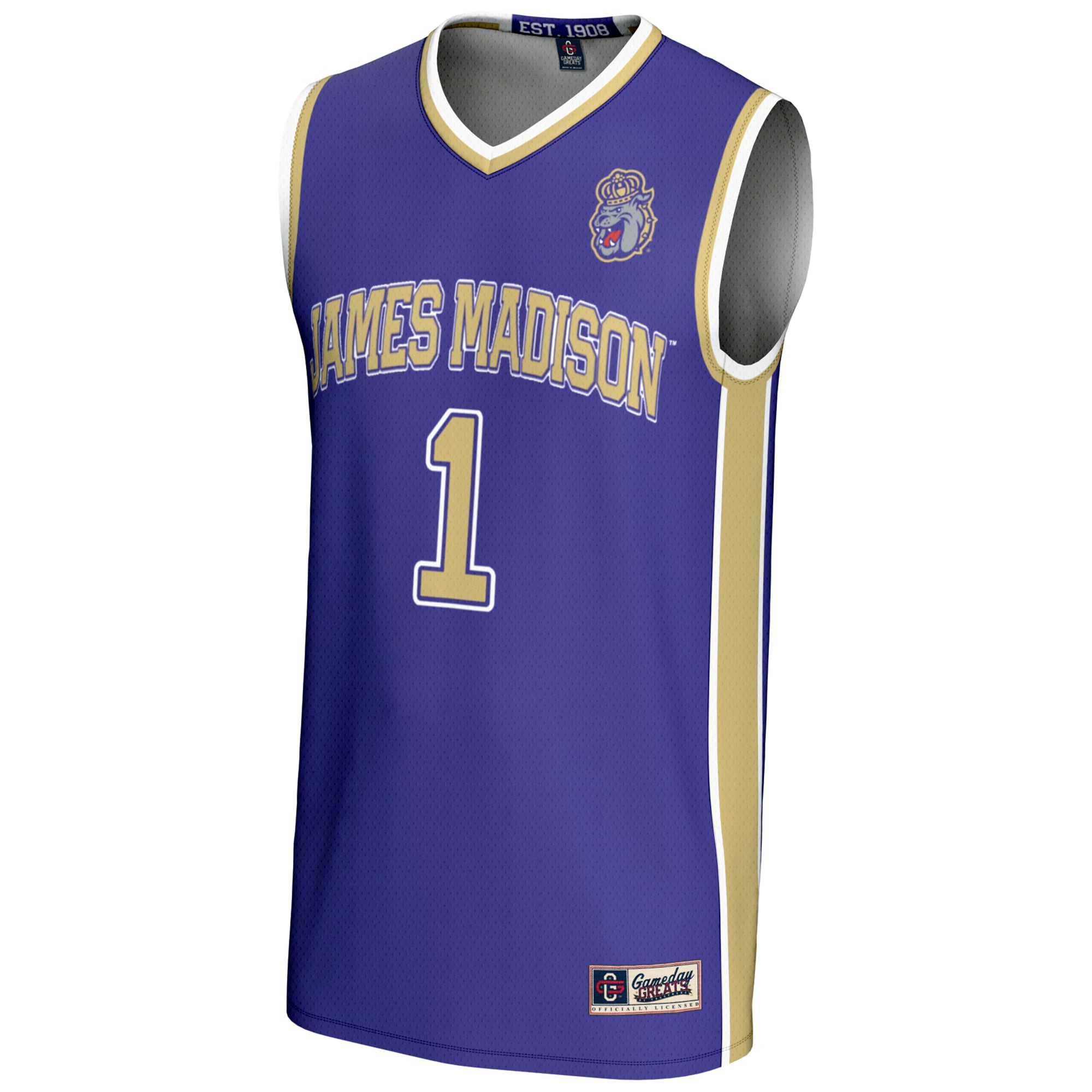 #1 James Madison Dukes Lightweight Basketball Jersey Purple - front view