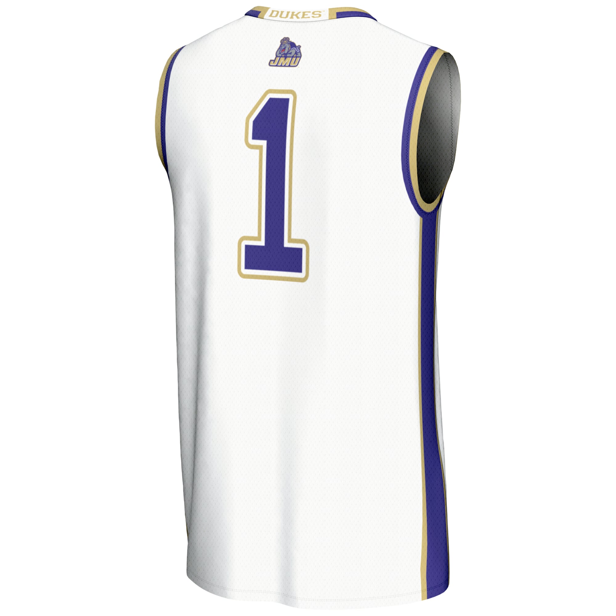 #1 James Madison Dukes Lightweight Basketball Jersey White - back view