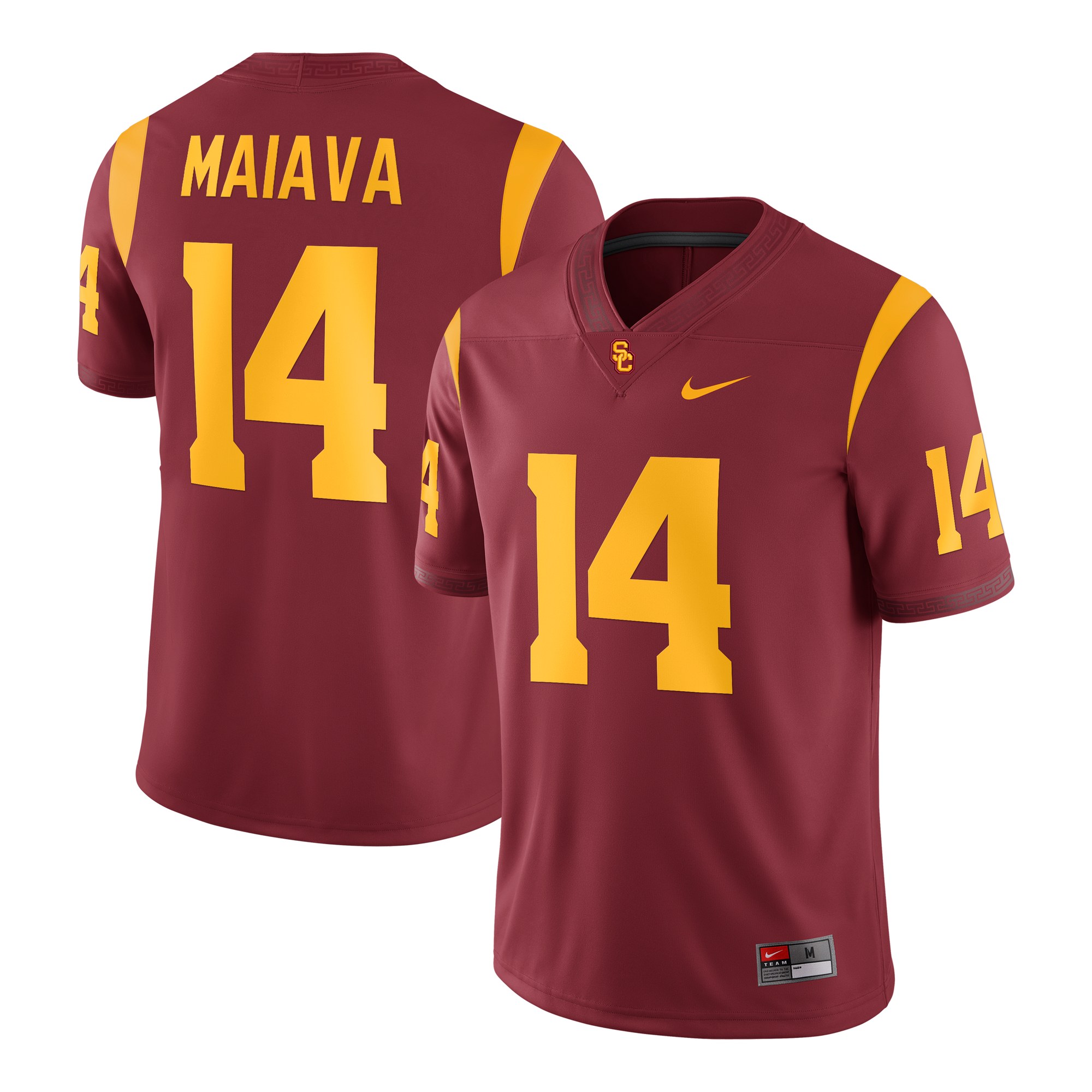 Jayden Maiava USC Trojans Football Jersey Cardinal - front and back view