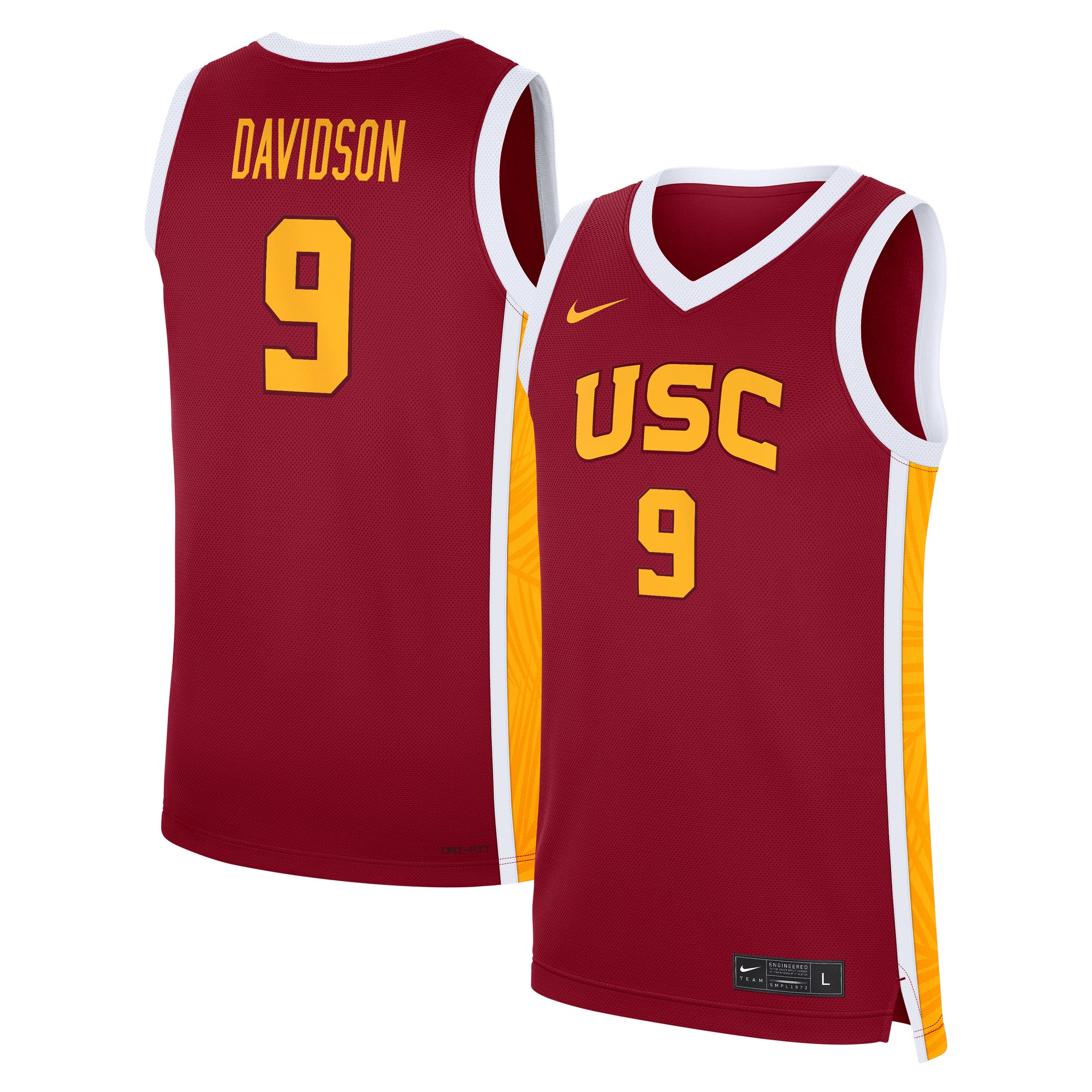 Jazzy Davidson USC Trojans Road Basketball Jersey Cardinal - front and back view