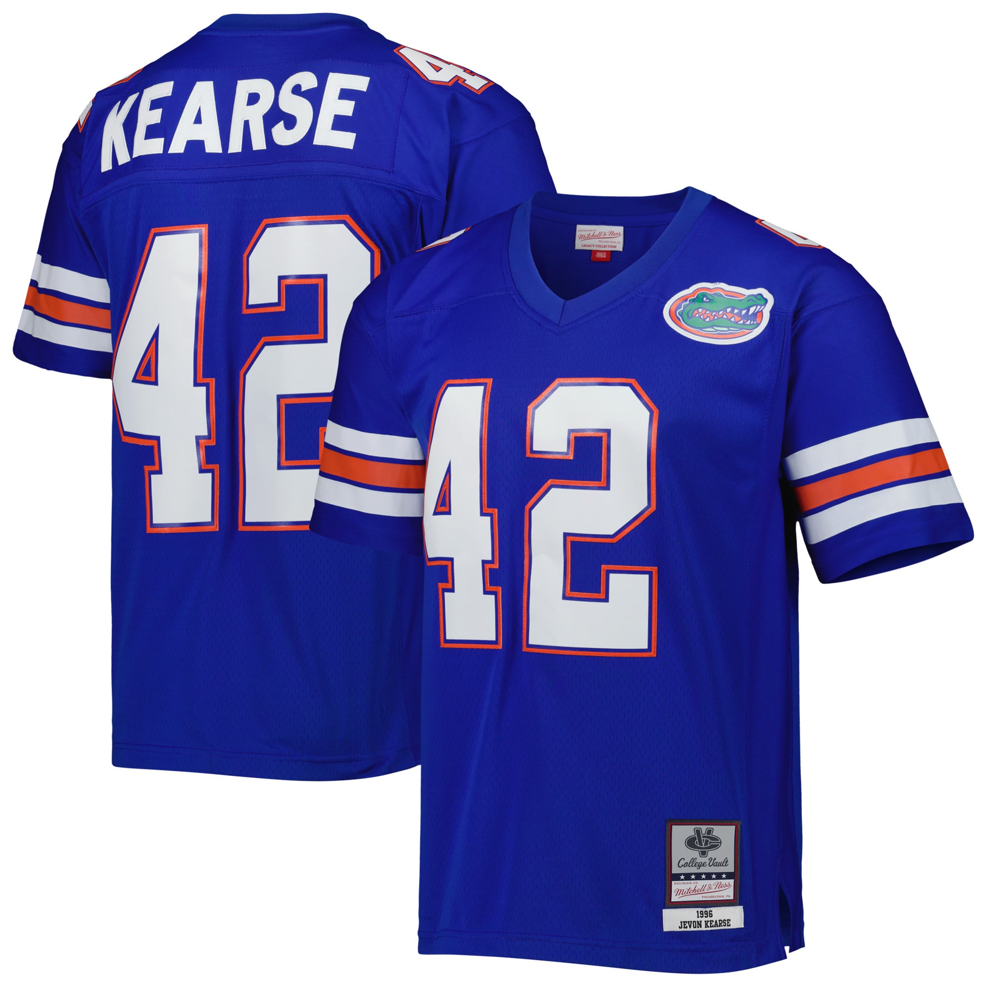 Jevon Kearse Florida Gators 1996 Jersey Royal - front and back view