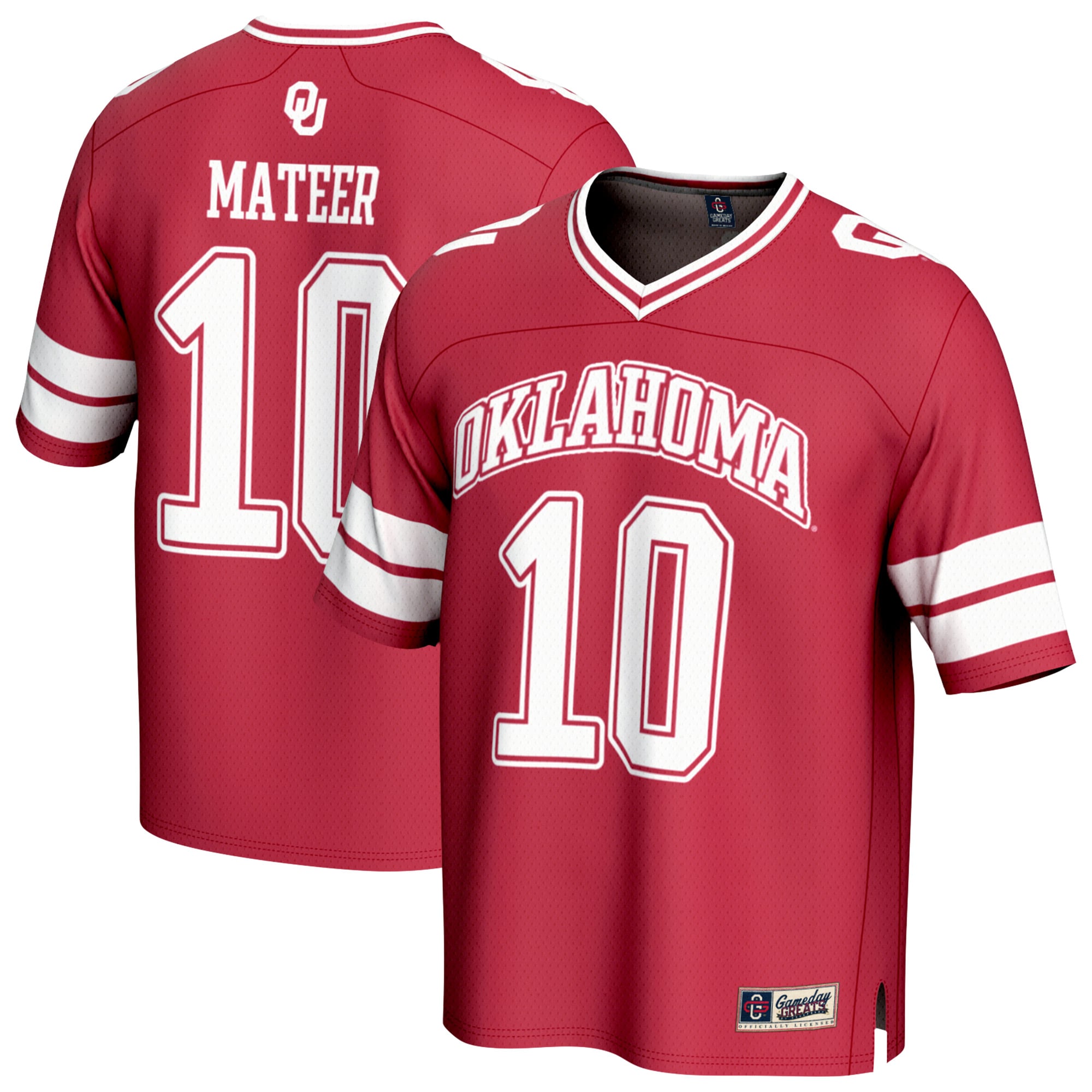 John Mateer Oklahoma Sooners Unisex Lightweight Football Player Jersey - front and back view