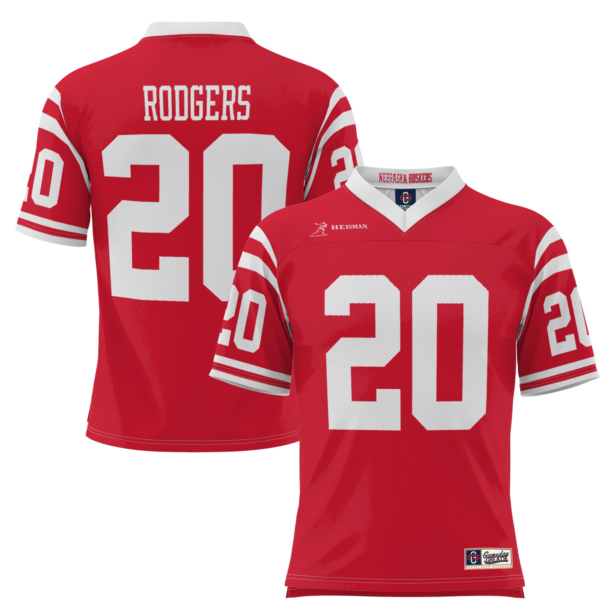 Johnny Rodgers Nebraska Huskers Youth Lightweight Fashion Heisman Jersey - front and back view