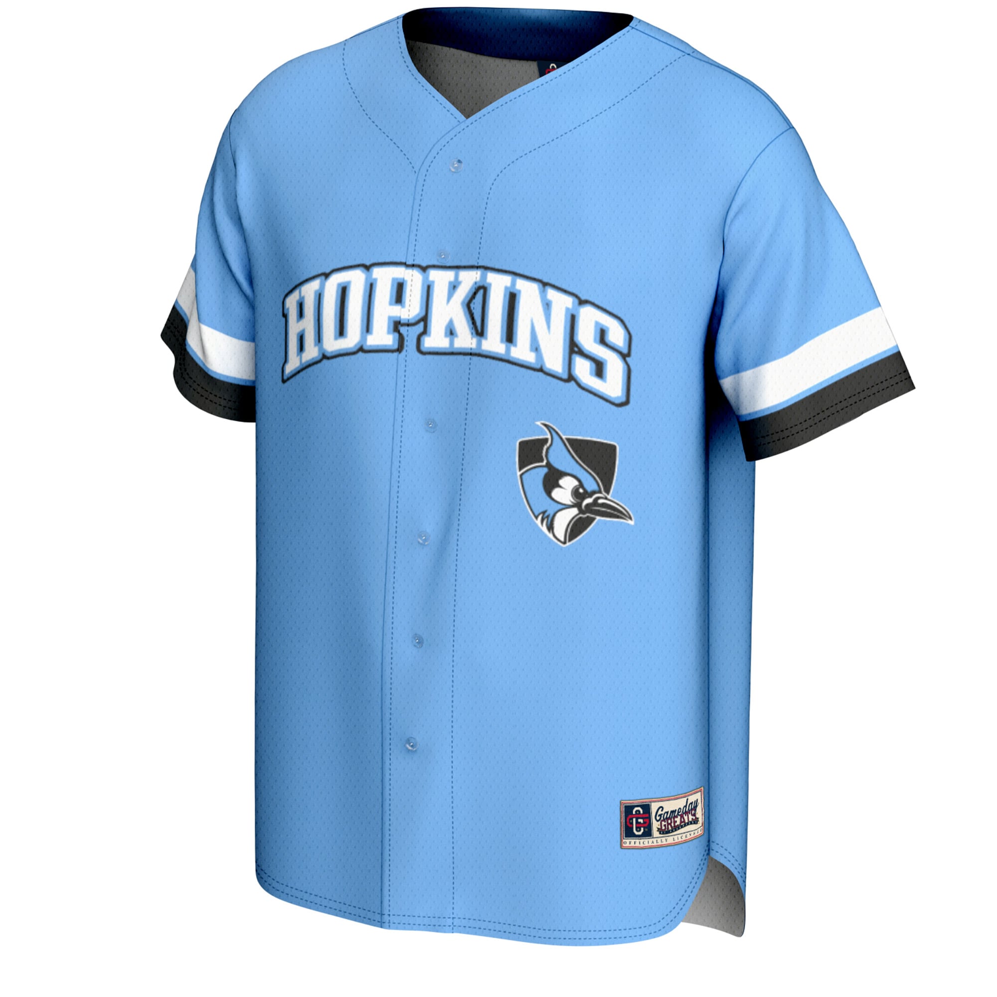 Johns Hopkins Blue Jays Spirit Baseball Jersey Light Blue - front view