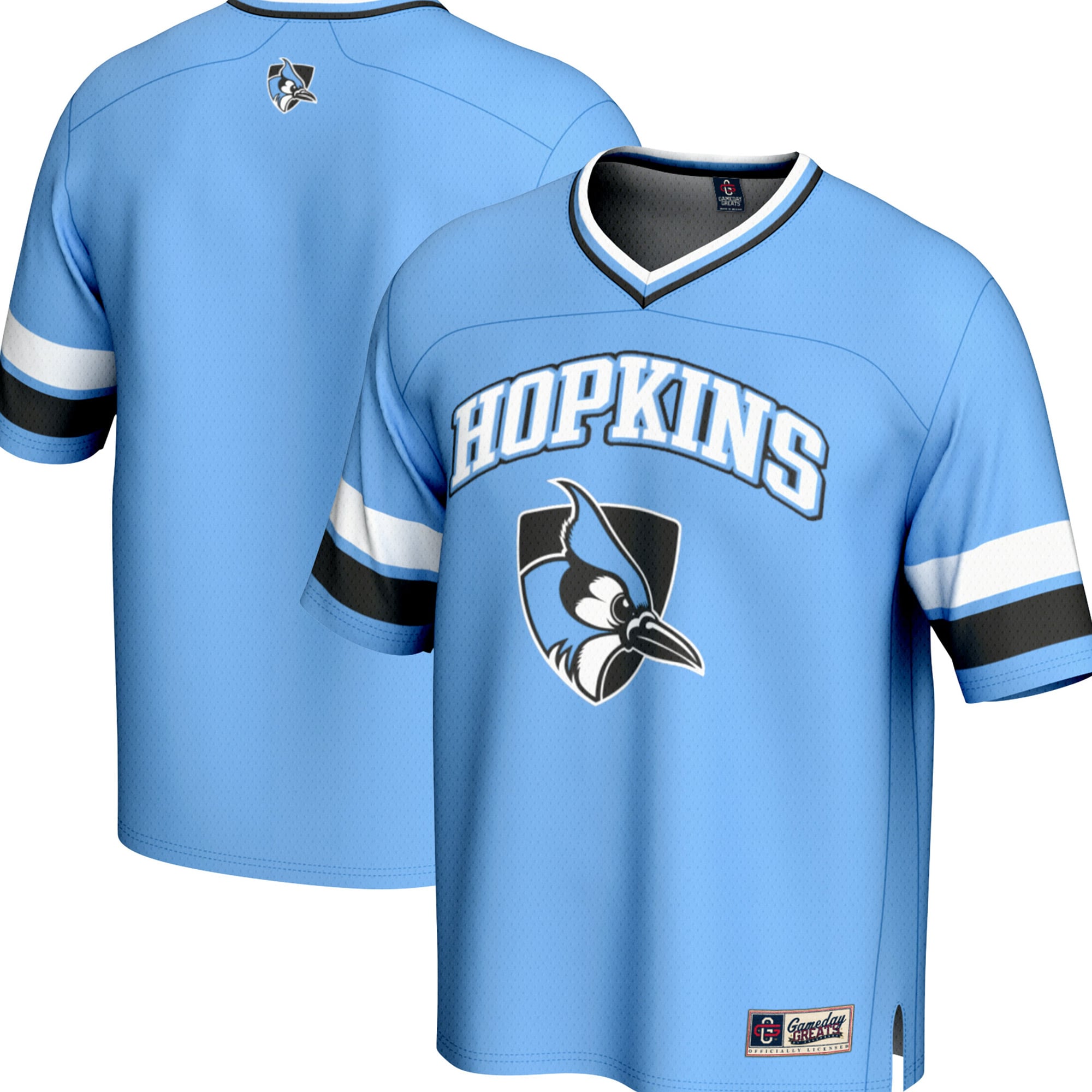 Johns Hopkins Blue Jays Spirit Football Jersey Light Blue - front and back view
