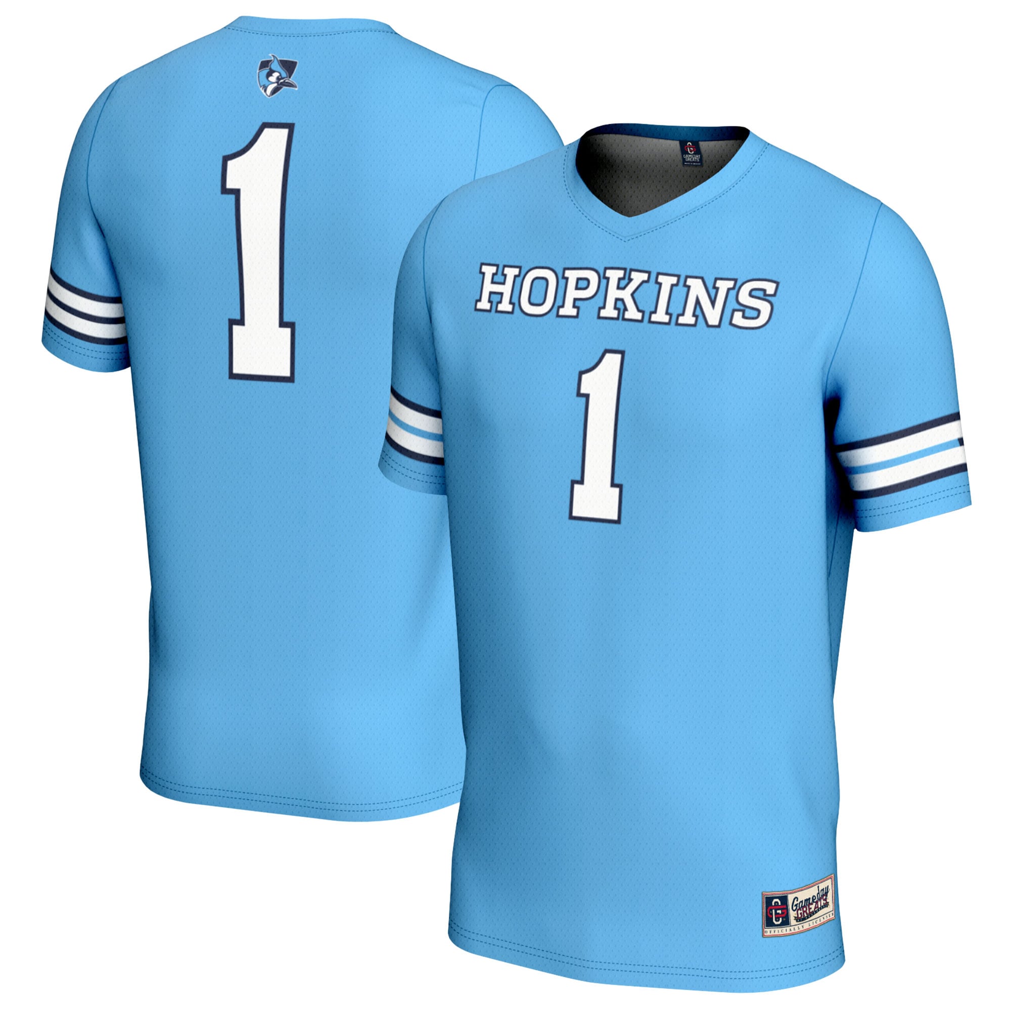 #1 Johns Hopkins Blue Jays Youth Lightweight Women's Lacrosse Jersey Light - front and back view
