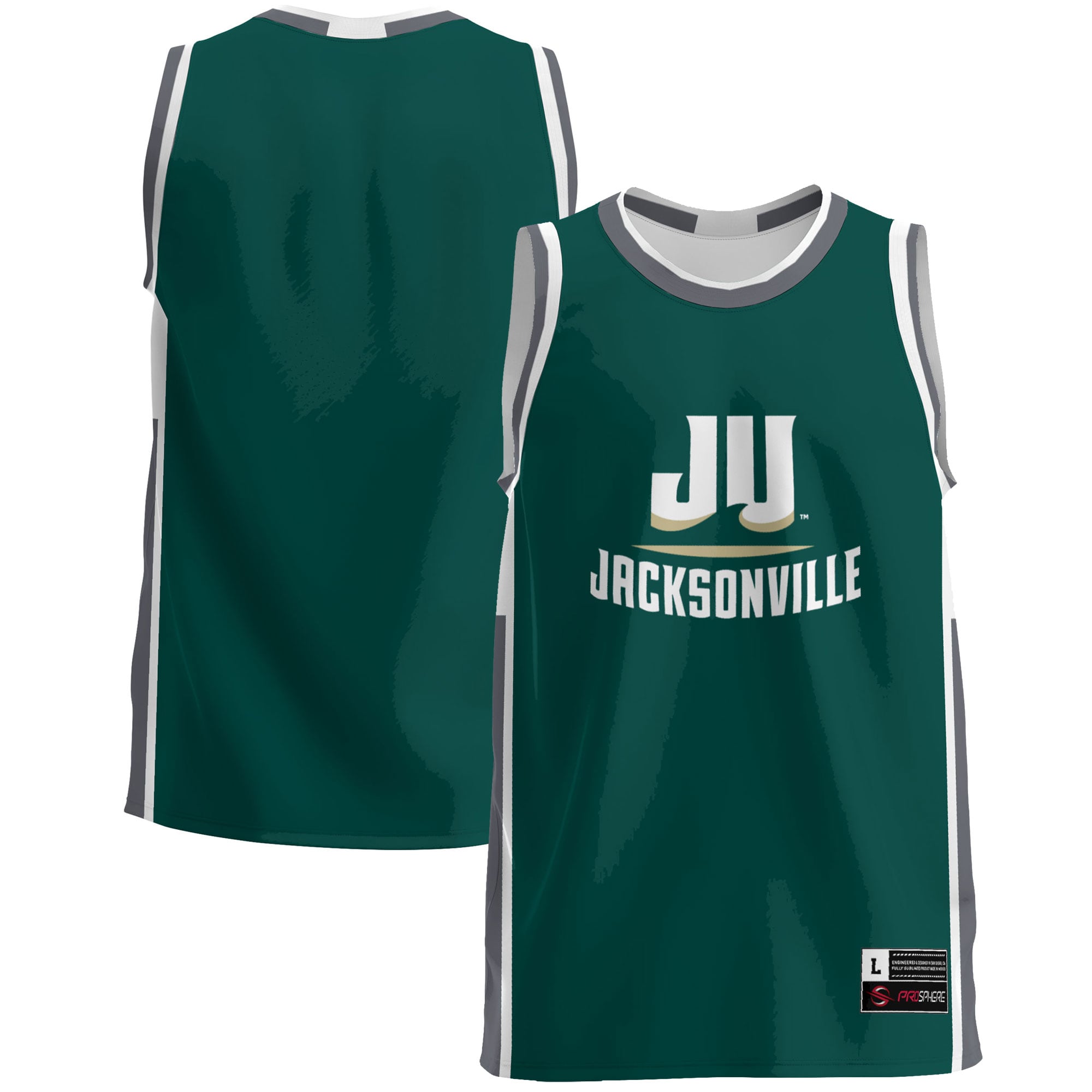 JU Dolphins Lightweight Basketball Jersey Green - front and back view