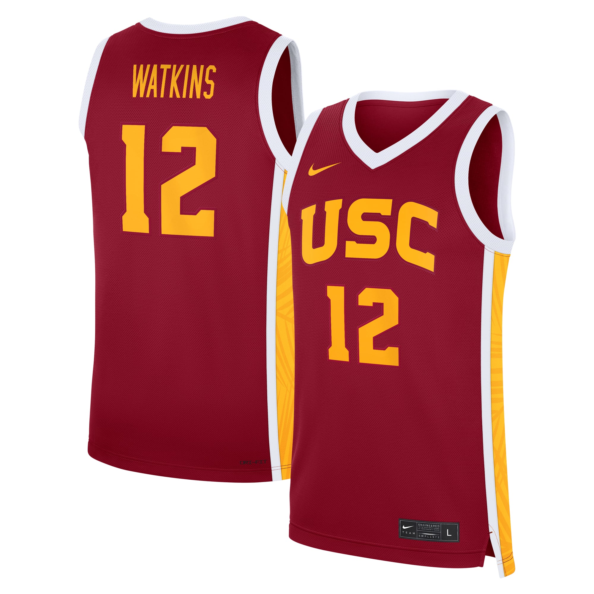 JuJu Watkins USC Trojans Road Basketball Jersey Cardinal - front and back view