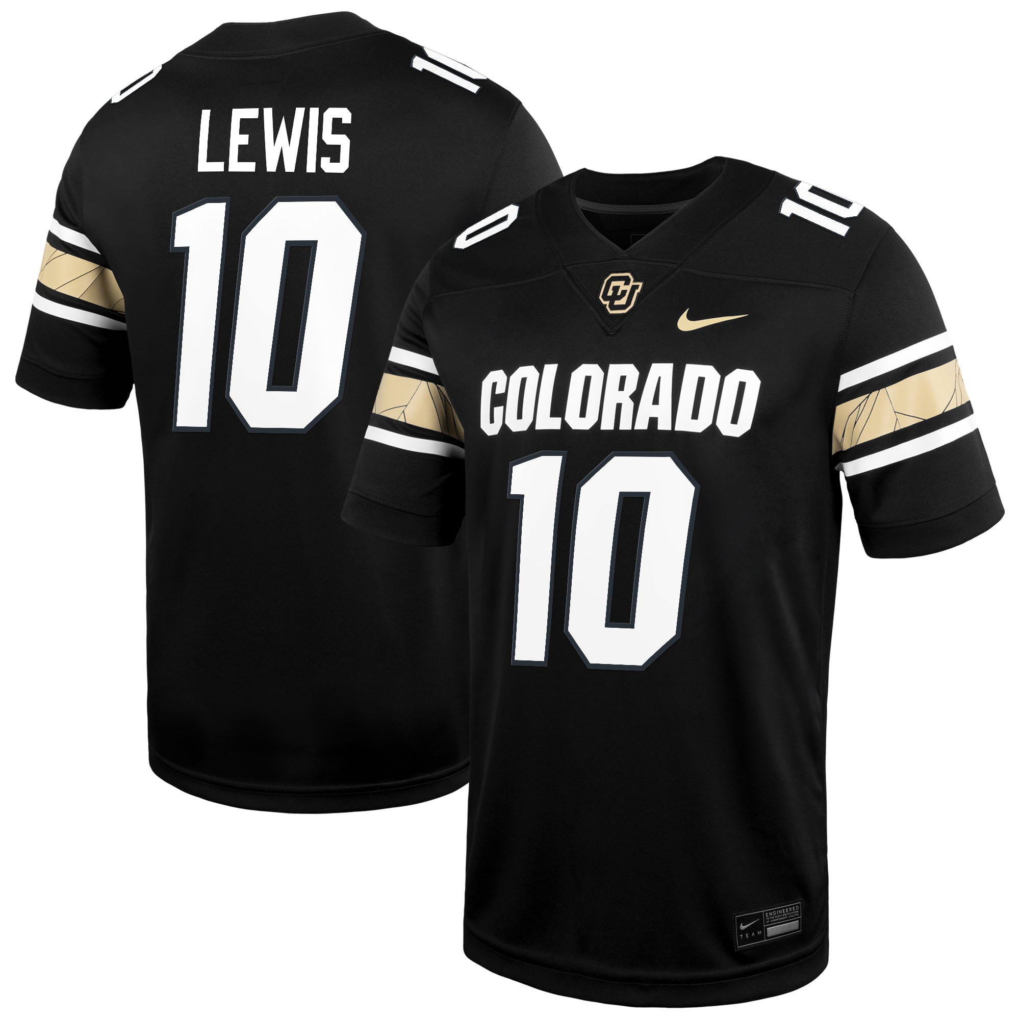 Julian Lewis Colorado Buffaloes Alternate Jersey Black - front and back view
