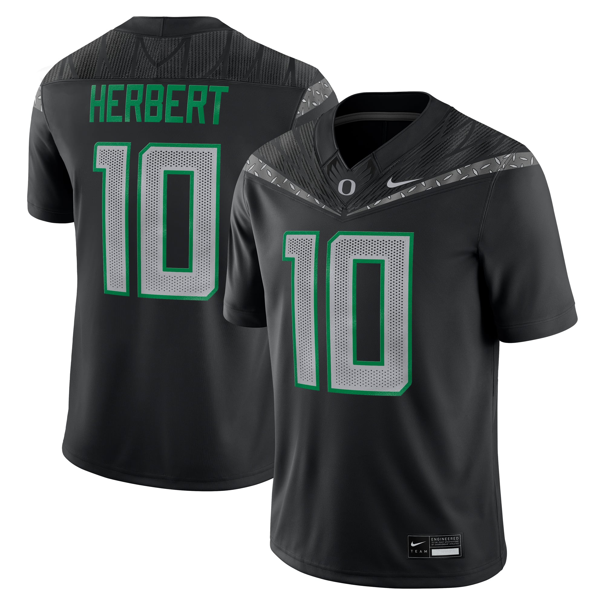 Justin Herbert Oregon Ducks Alumni Jersey Black - front and back view