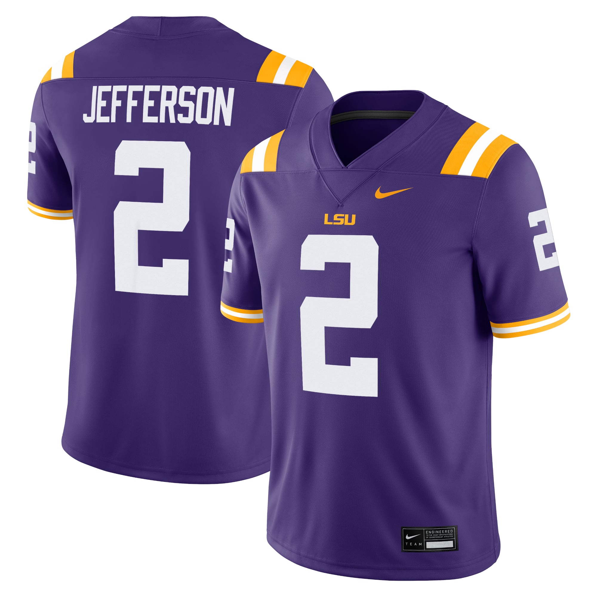 Justin Jefferson LSU Tigers Alumni Jersey Purple - front and back view
